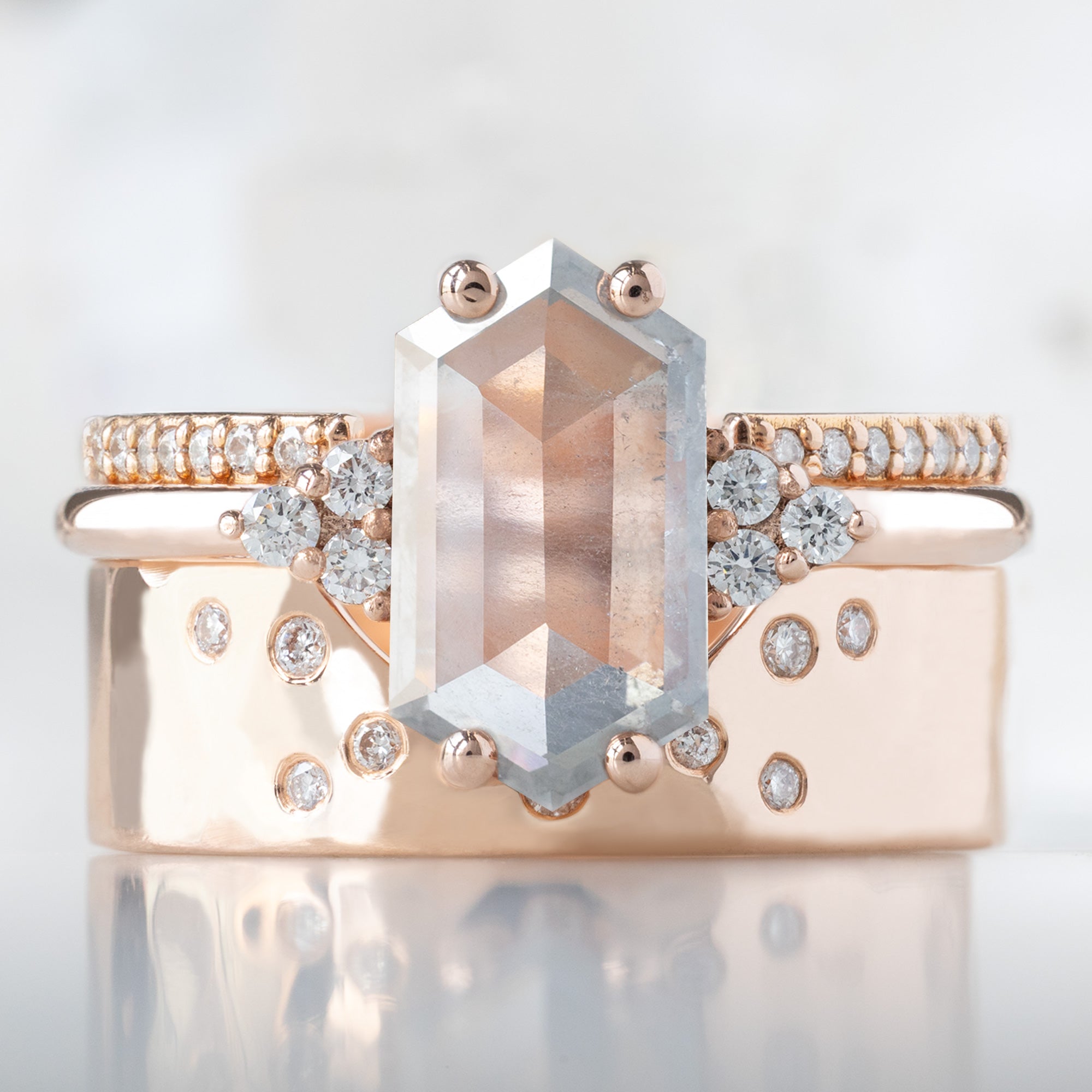 Alexis Russell Engagement Rings The Ivy Ring | 1.55ct Hexagon Icy White Diamond in 14K Rose Gold