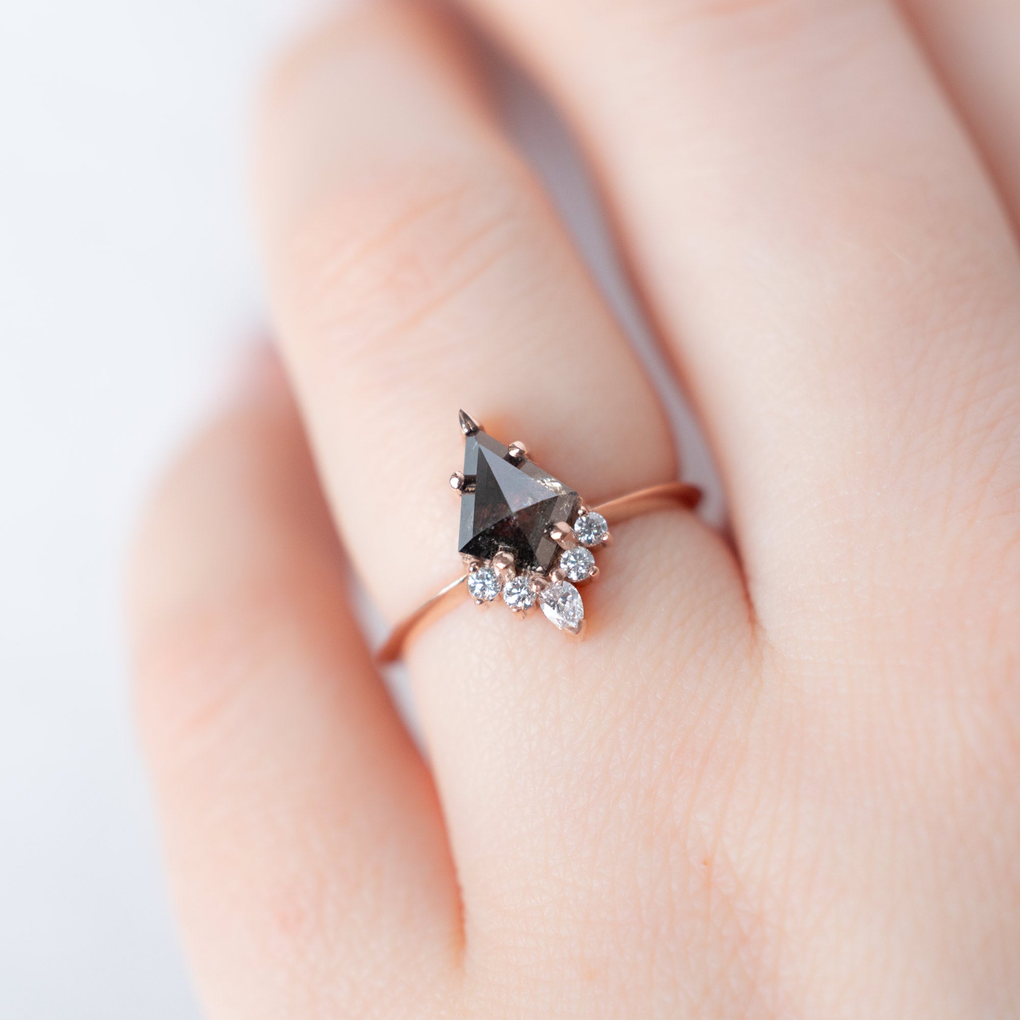 Alexis Russell  Engagement Rings The Aster Ring | 1.22ct Kite Black Diamond in 14K Rose Gold