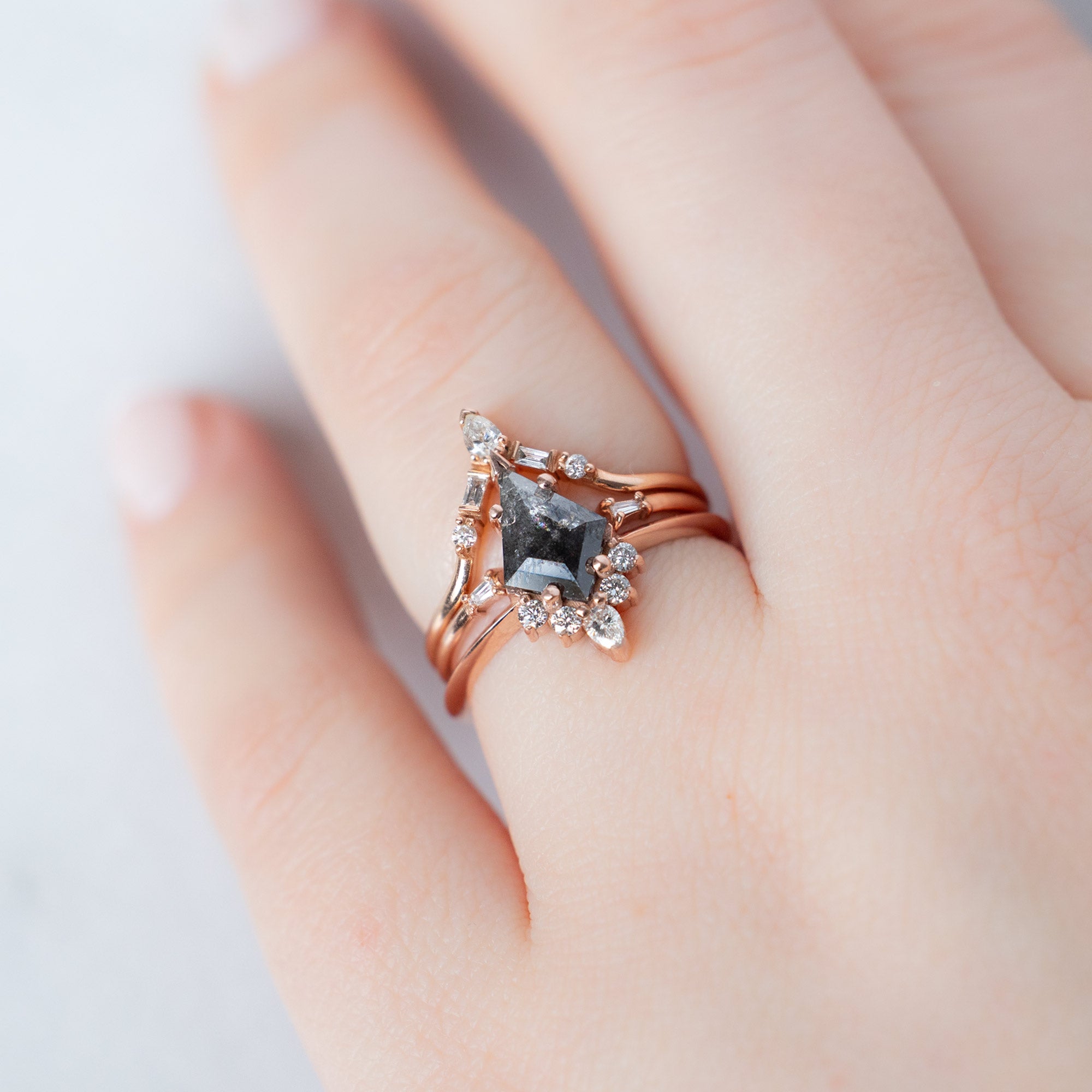 Alexis Russell  Engagement Rings The Aster Ring | 1.22ct Kite Black Diamond in 14K Rose Gold