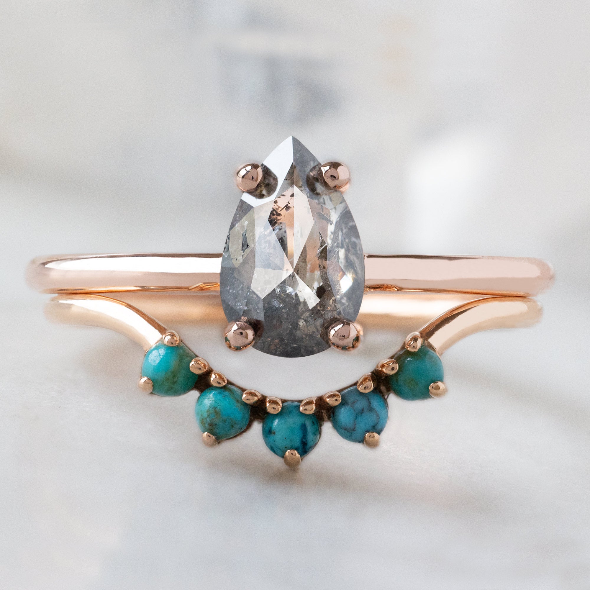 Alexis Russell  Engagement Rings The Bryn Ring | 0.90ct Pear Salt and Pepper Diamond in 14K Rose Gold