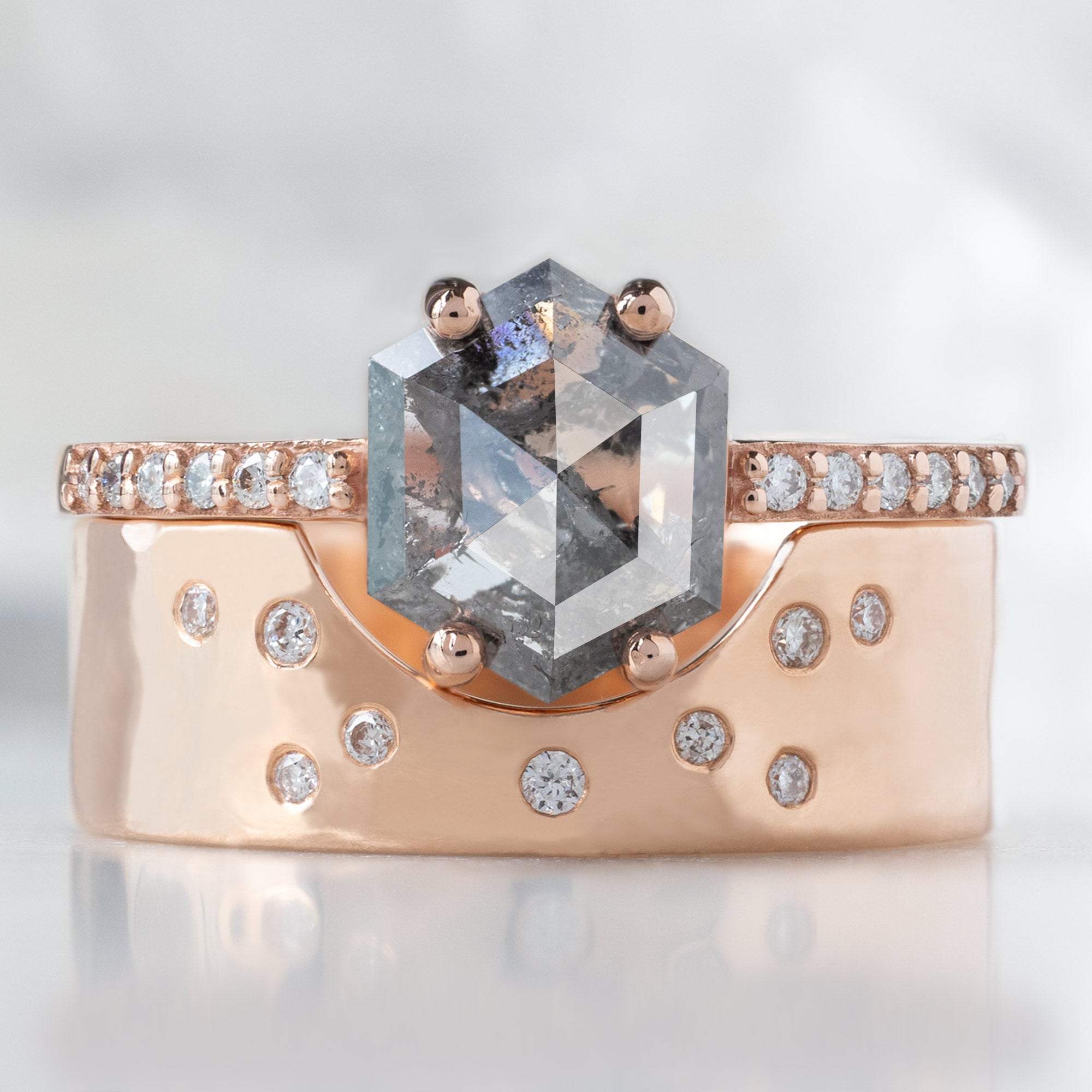 Alexis Russell  Engagement Rings The Willow Ring | 1.35ct Hexagon Salt and Pepper Diamond in 14K Rose Gold