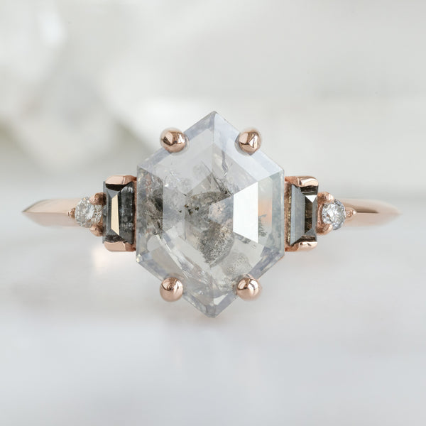 Alexis Russell  Engagement Rings The Primrose Ring | 1.21ct Hexagon Salt and Pepper Diamond in 14K Rose Gold