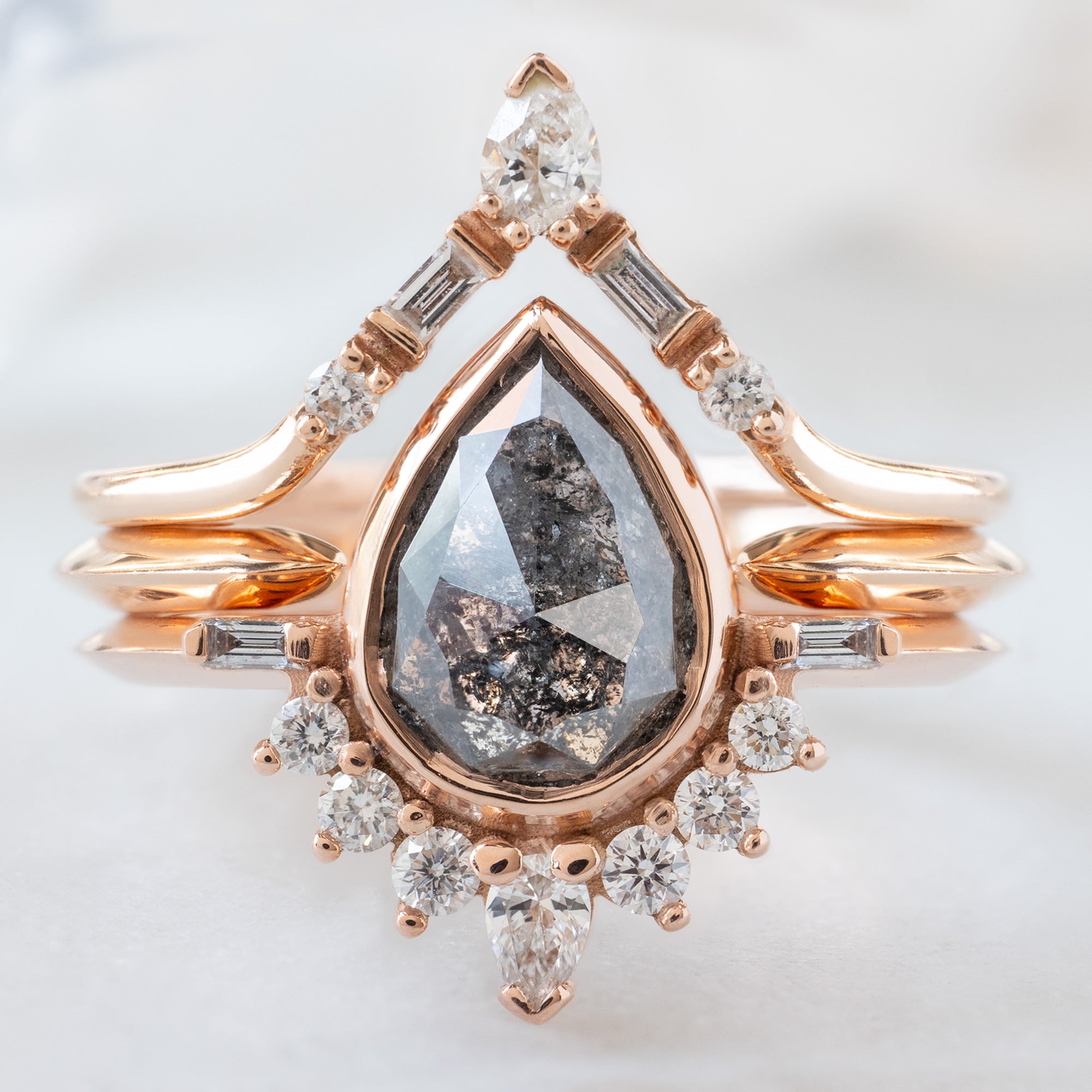 Alexis Russell  Engagement Rings The Posy Ring | 1.32ct Pear Black Diamond in 14K Rose Gold