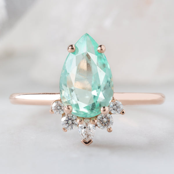 Alexis Russell  Engagement Rings The Aster Ring | 1.54ct Pear Emerald in 14K Rose Gold