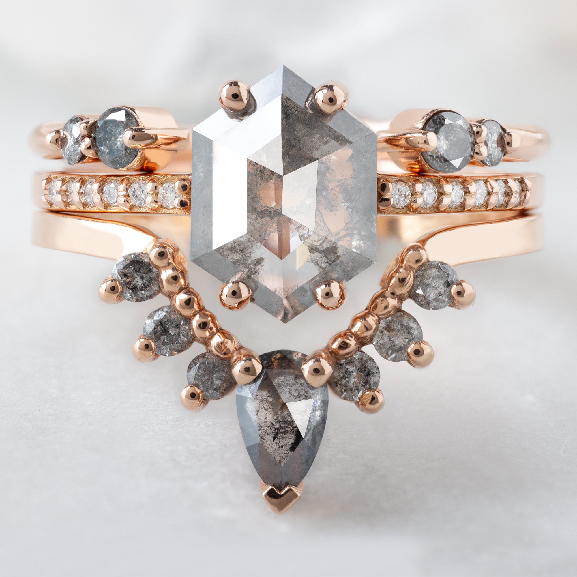 Alexis Russell  Engagement Rings The Willow Ring | Build Your Own Hexagon Salt and Pepper Diamond Engagement Ring