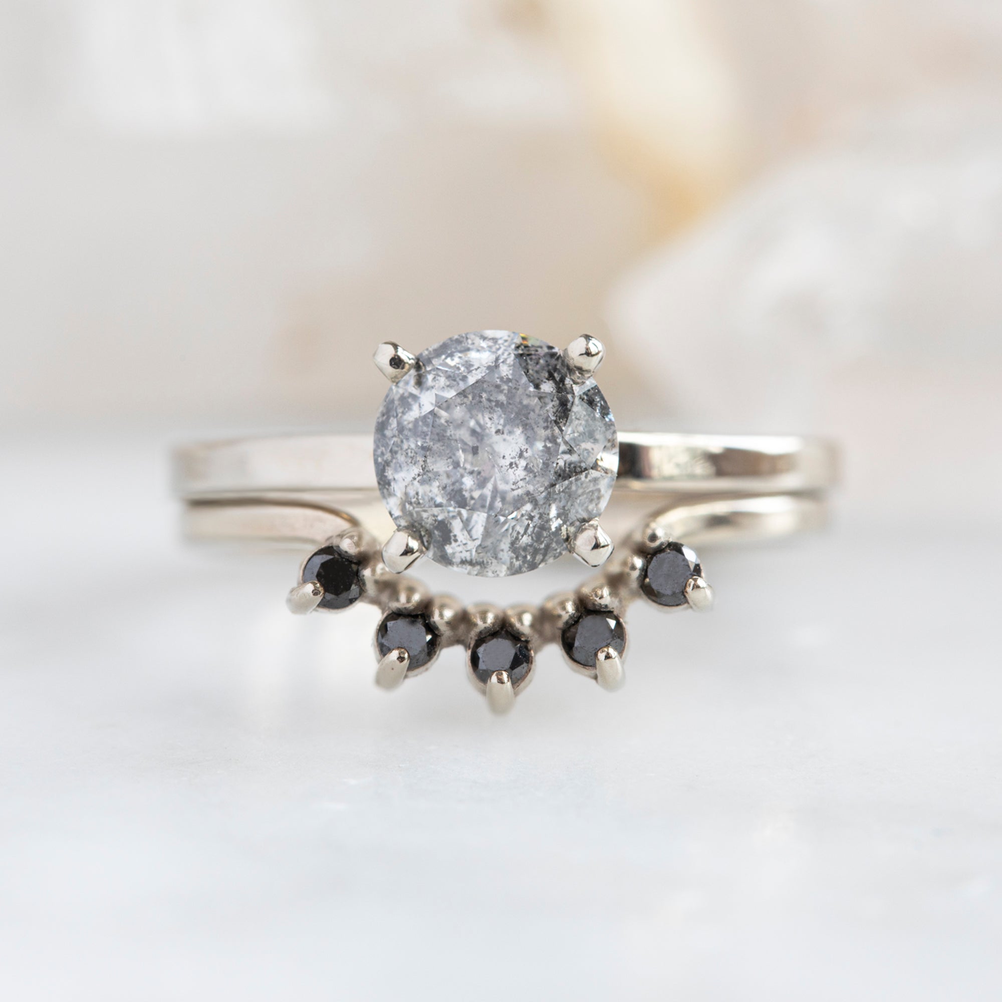Alexis Russell Engagement Rings The Bryn Ring | 1.00ct Round Salt and Pepper Diamond in 14K White Gold