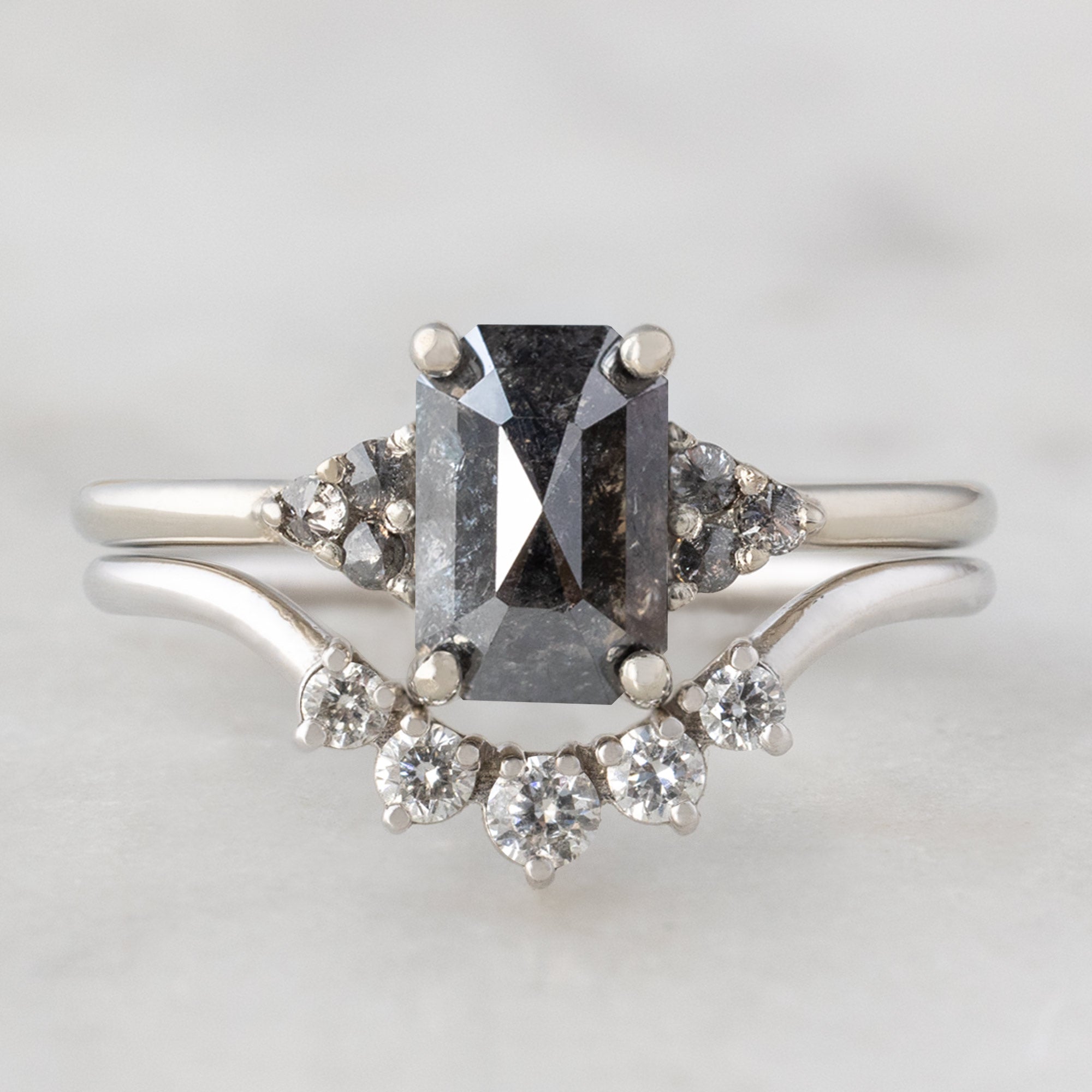 Alexis Russell Engagement Rings The Ivy Ring | 1.35ct Emerald Cut Black Diamond in 14K White Gold