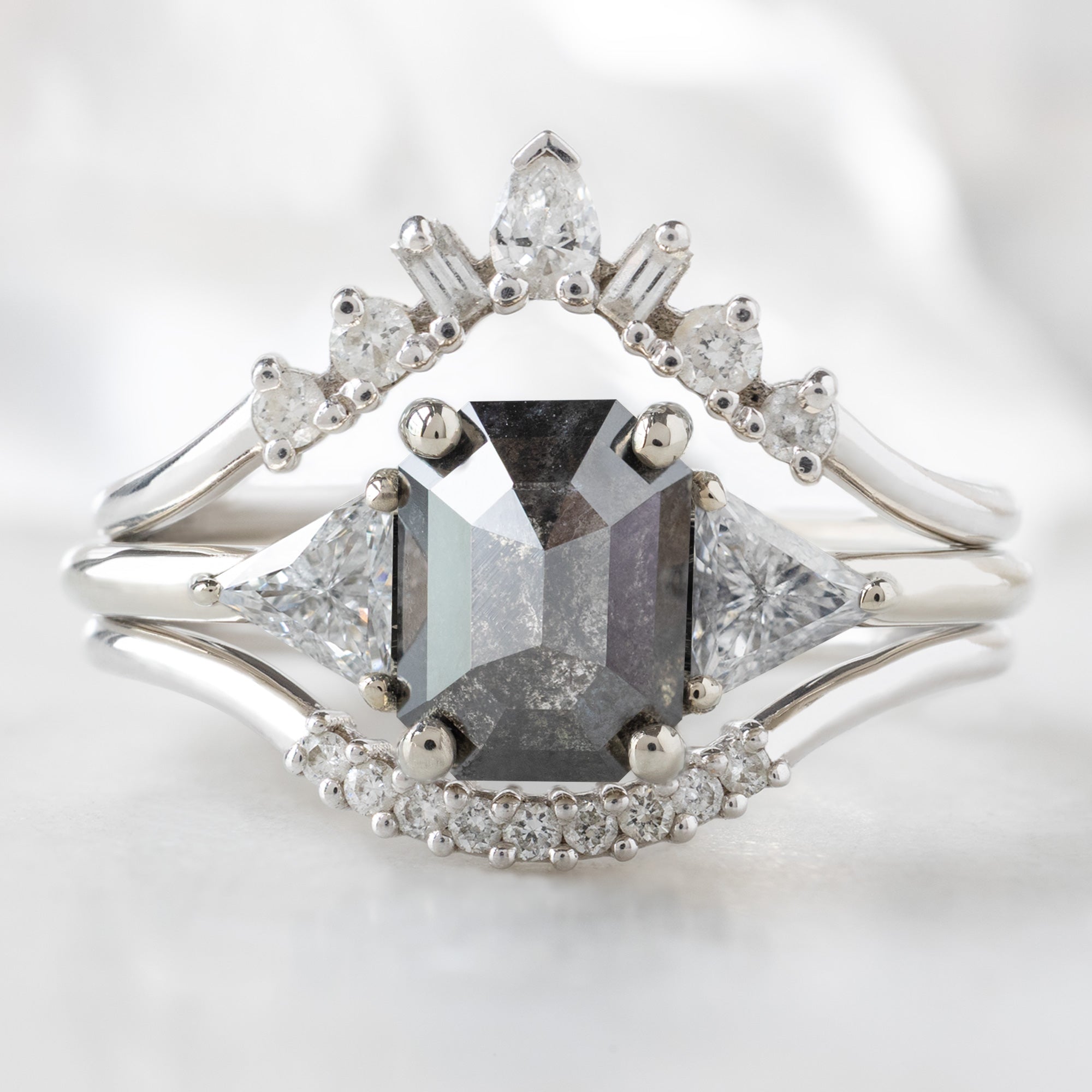 Alexis Russell Engagement Rings The Jade Ring | 1.26ct Emerald Cut Black Diamond in 14K White Gold