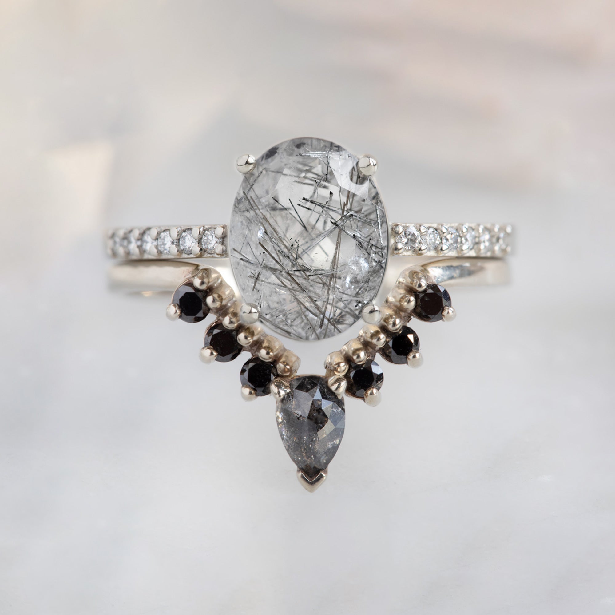 Alexis Russell Engagement Rings The Willow Ring | 1.70ct Oval Tourmaline in Quartz in 14K White Gold