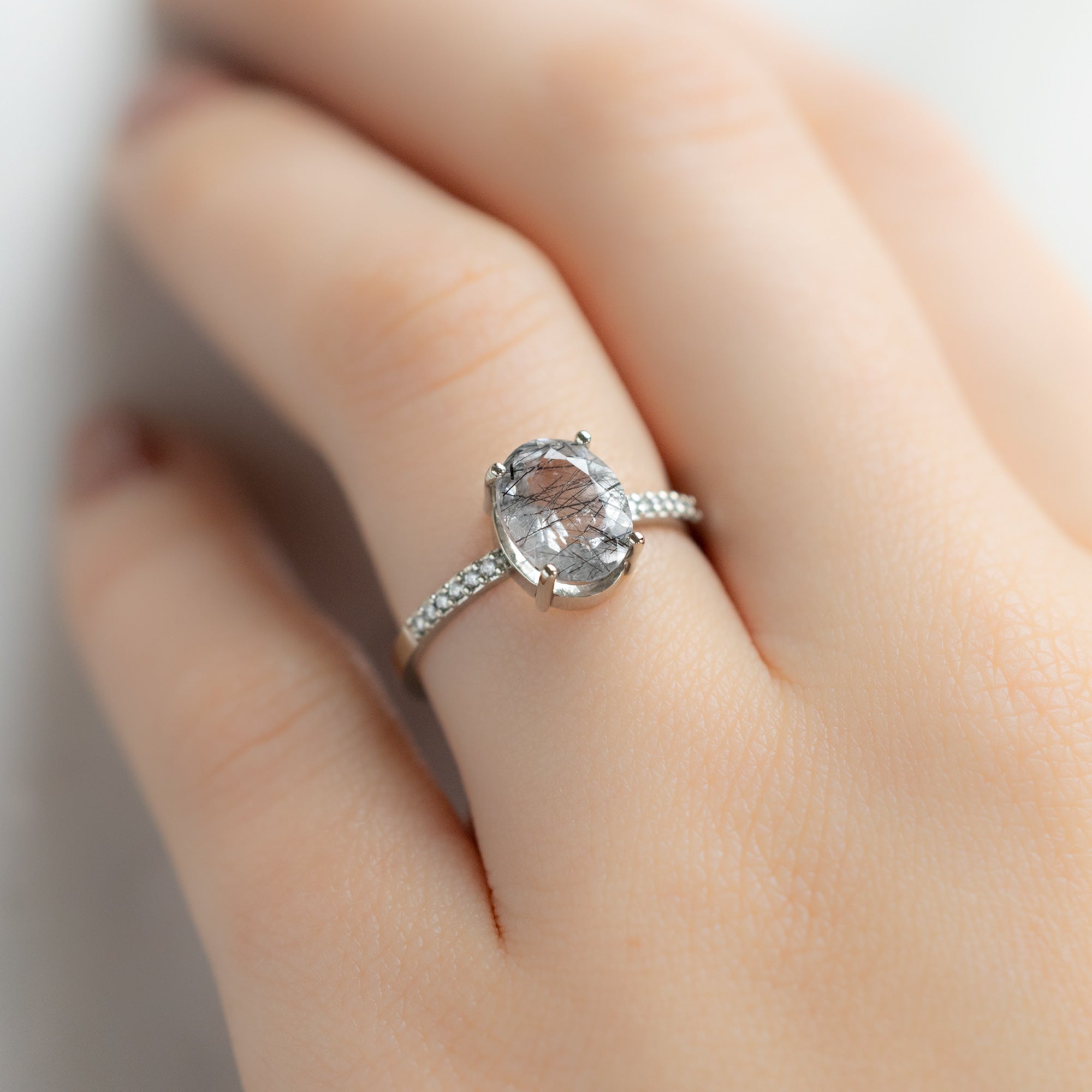 Alexis Russell Engagement Rings The Willow Ring | 1.56ct Oval Tourmaline in Quartz in 14K White Gold