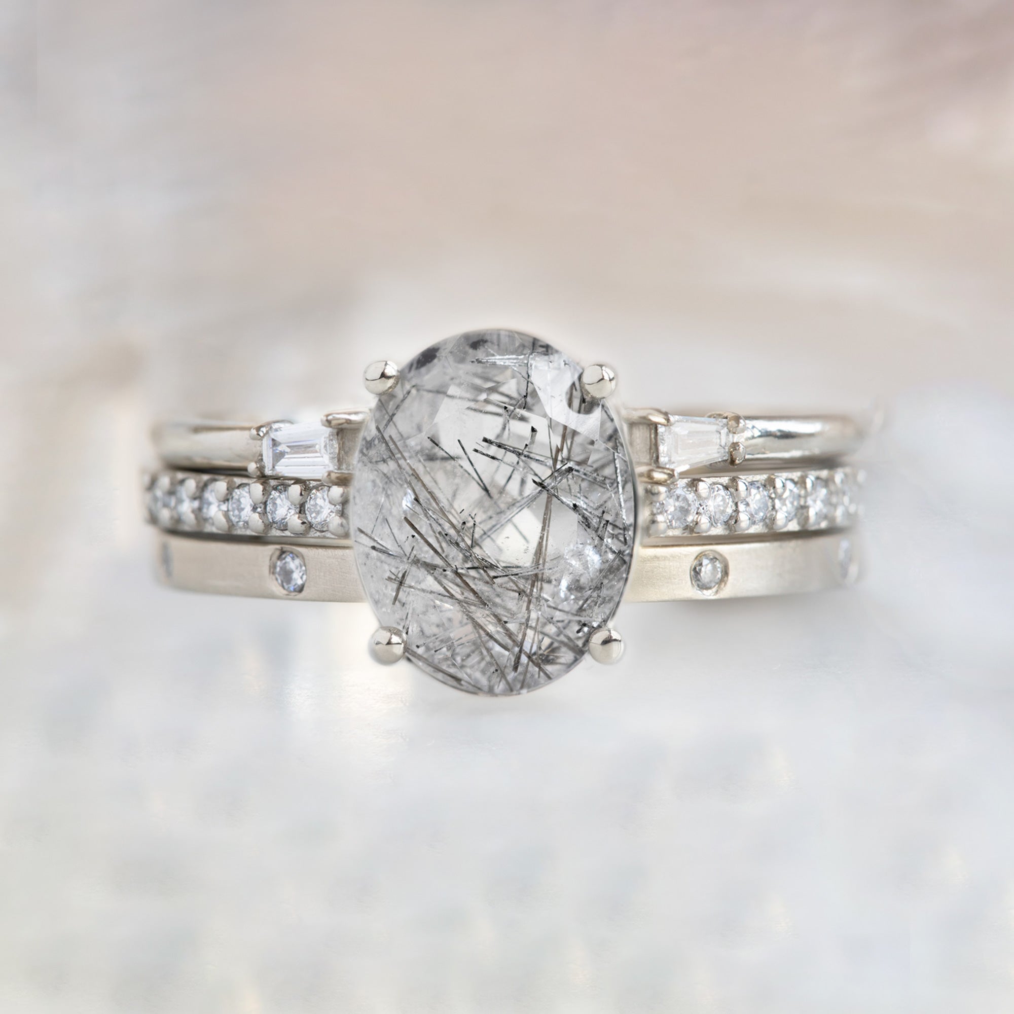 Alexis Russell Engagement Rings The Willow Ring | 1.56ct Oval Tourmaline in Quartz in 14K White Gold