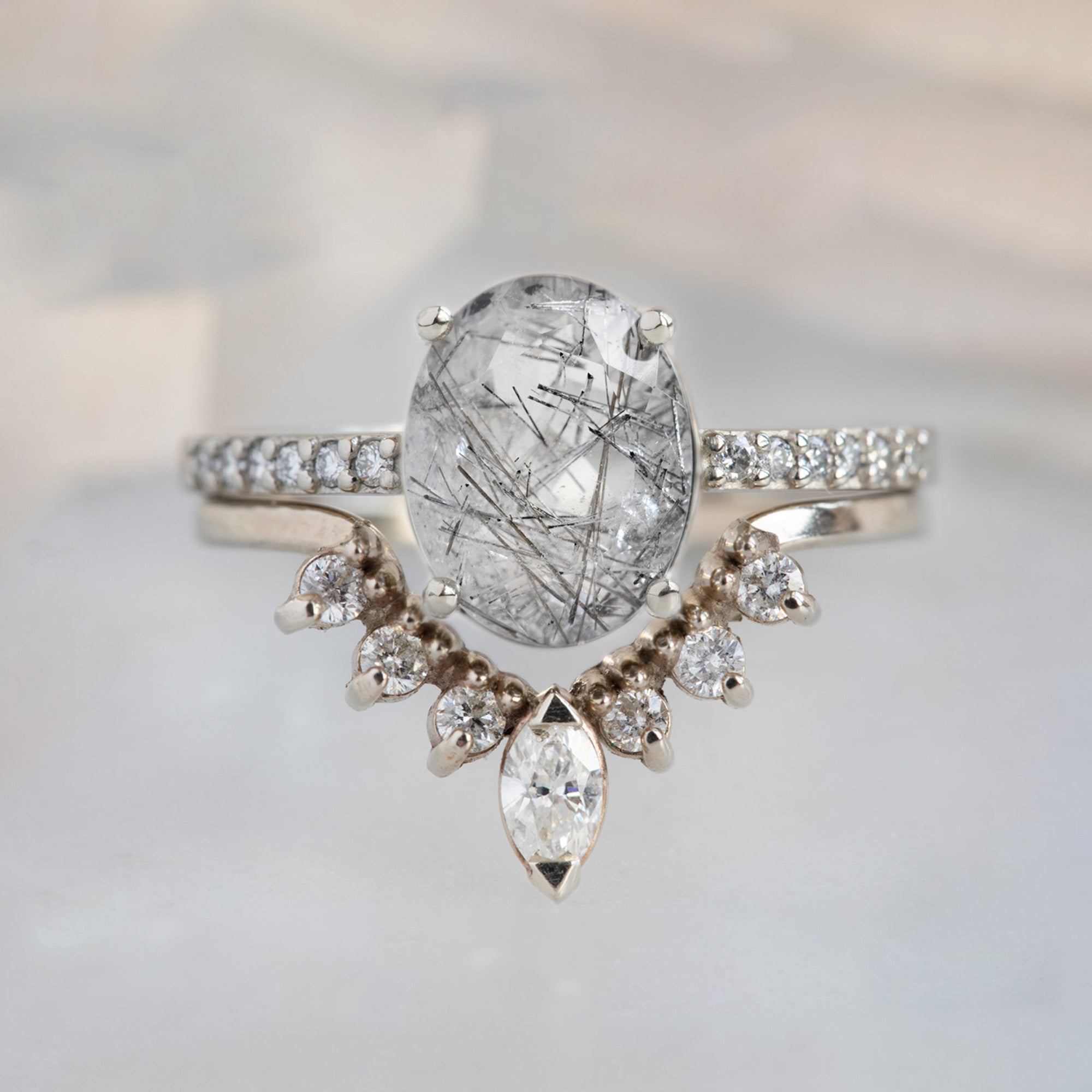 Alexis Russell Engagement Rings The Willow Ring | 1.56ct Oval Tourmaline in Quartz in 14K White Gold