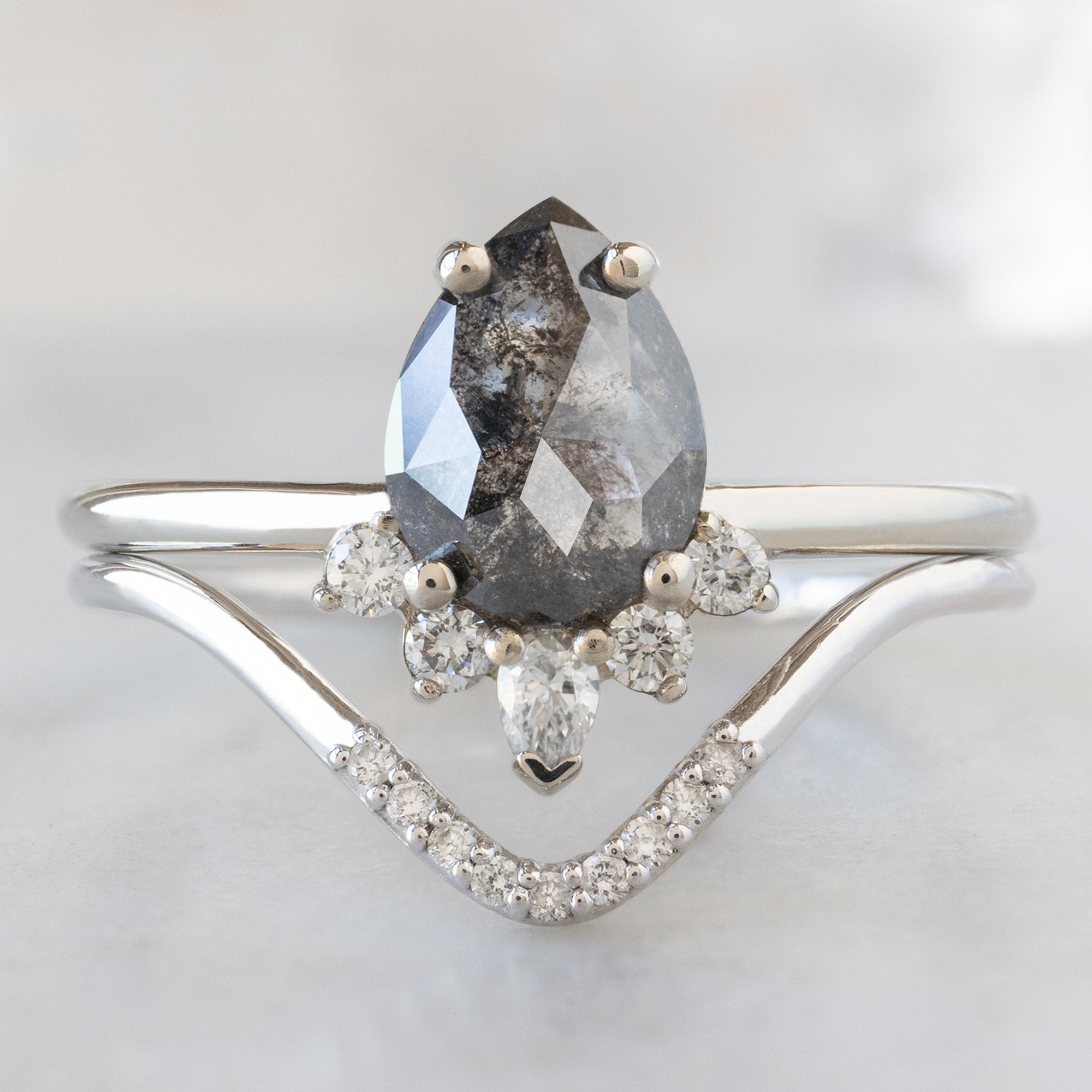 Alexis Russell  Engagement Rings The Aster Ring | 1.32ct Pear Black Diamond in 14K White Gold