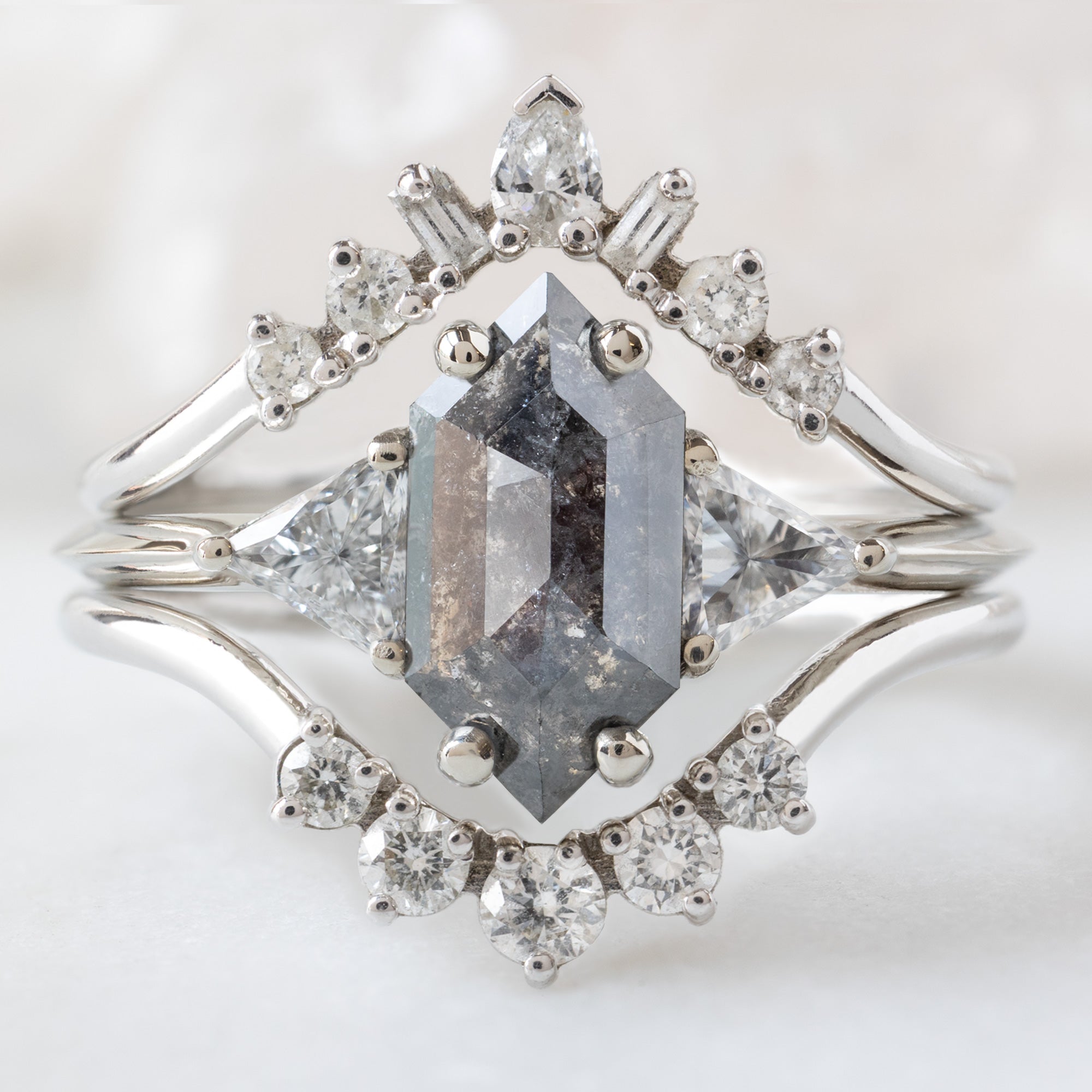 Alexis Russell  Engagement Rings The Jade Ring | 1.02ct Hexagon Black Diamond in 14K White Gold