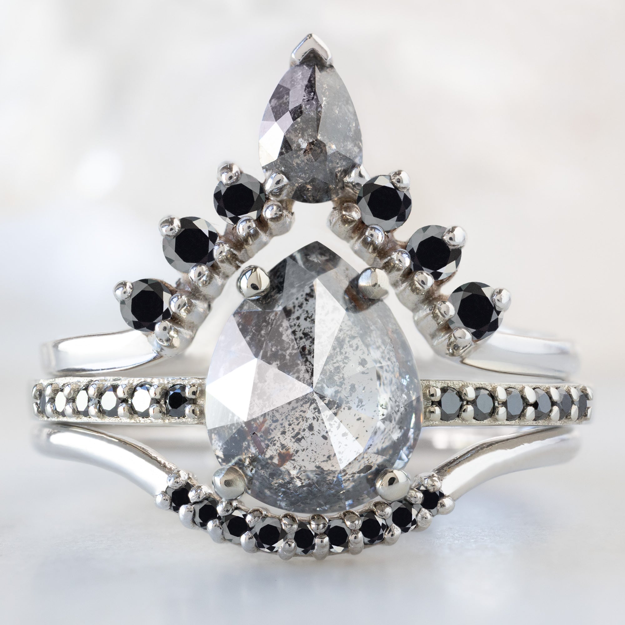 Alexis Russell Engagement Rings The Willow Ring | 1.56ct Pear Salt and Pepper Diamond in 14K White Gold