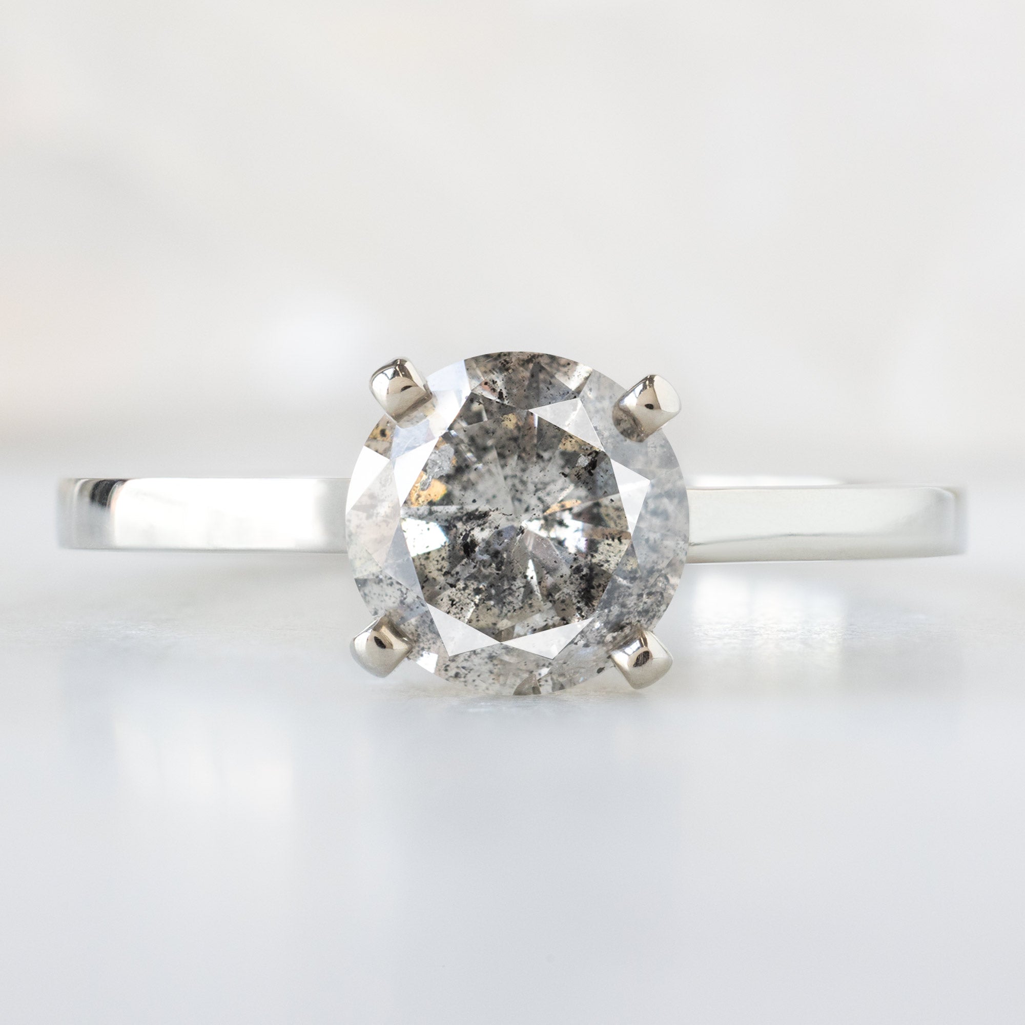 Alexis Russell  Engagement Rings The Bryn Ring | 1.03ct Round Salt and Pepper Diamond in 14K White Gold