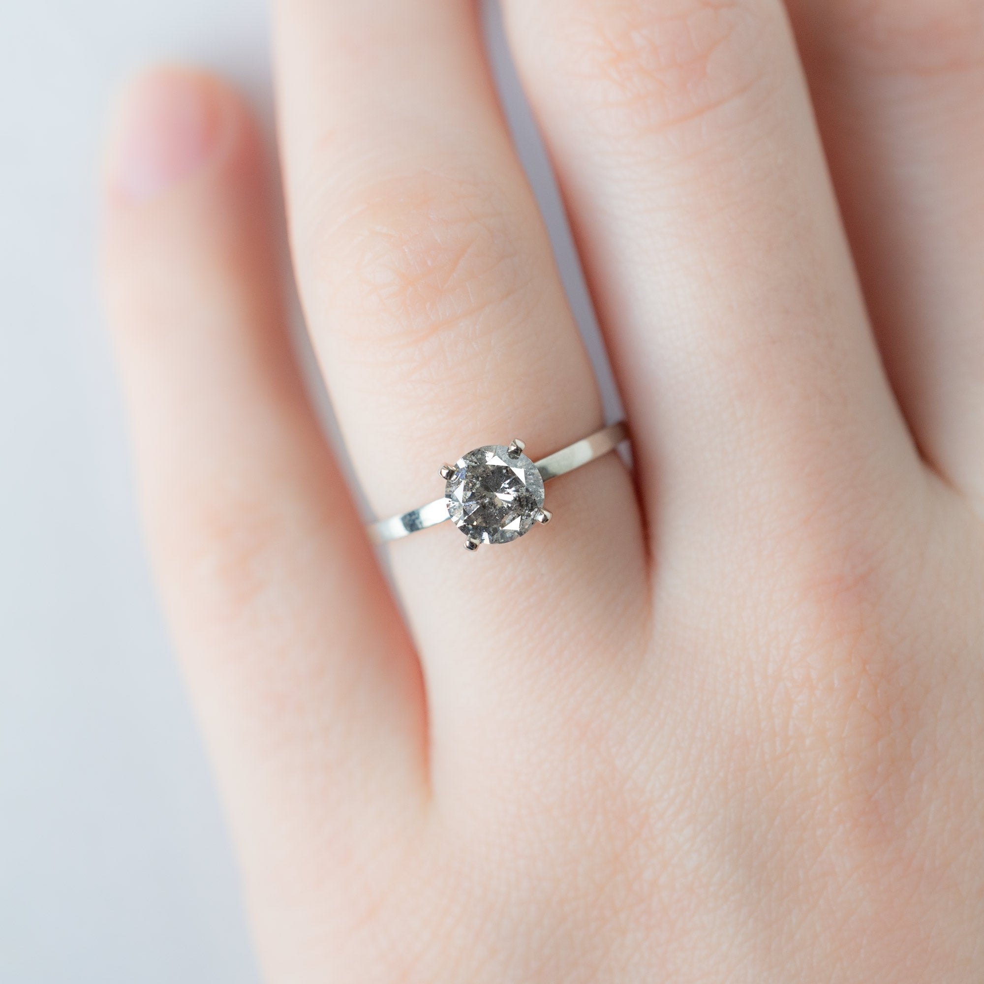 Alexis Russell  Engagement Rings The Bryn Ring | 1.03ct Round Salt and Pepper Diamond in 14K White Gold