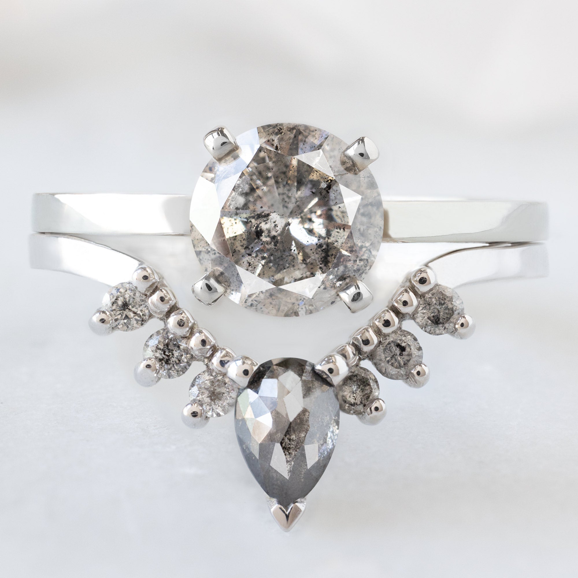 Alexis Russell  Engagement Rings The Bryn Ring | 1.03ct Round Salt and Pepper Diamond in 14K White Gold