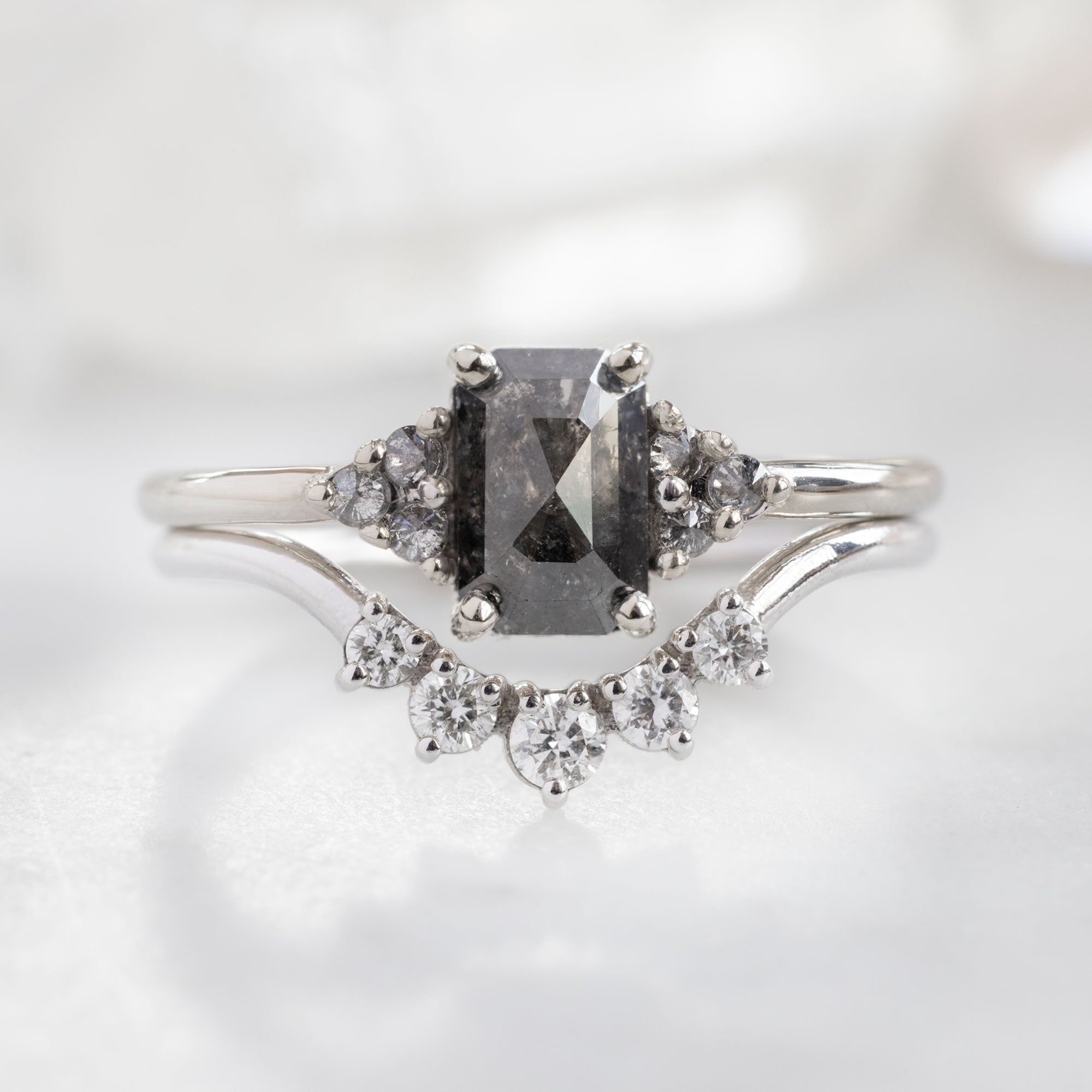 Alexis Russell  Engagement Rings The Ivy Ring | Build Your Own Emerald Cut Salt and Pepper Diamond Engagement Ring