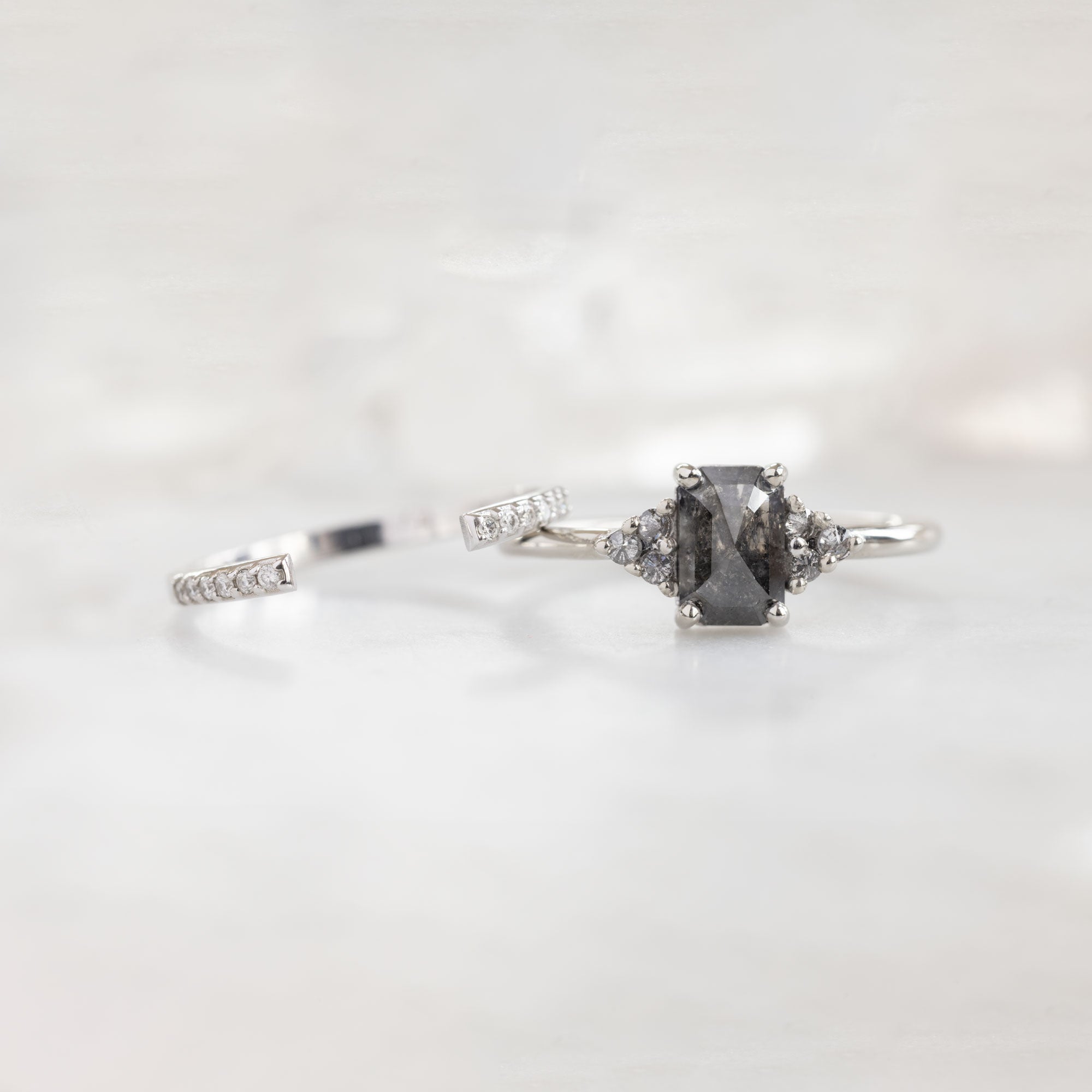Alexis Russell  Engagement Rings The Ivy Ring | Build Your Own Emerald Cut Salt and Pepper Diamond Engagement Ring