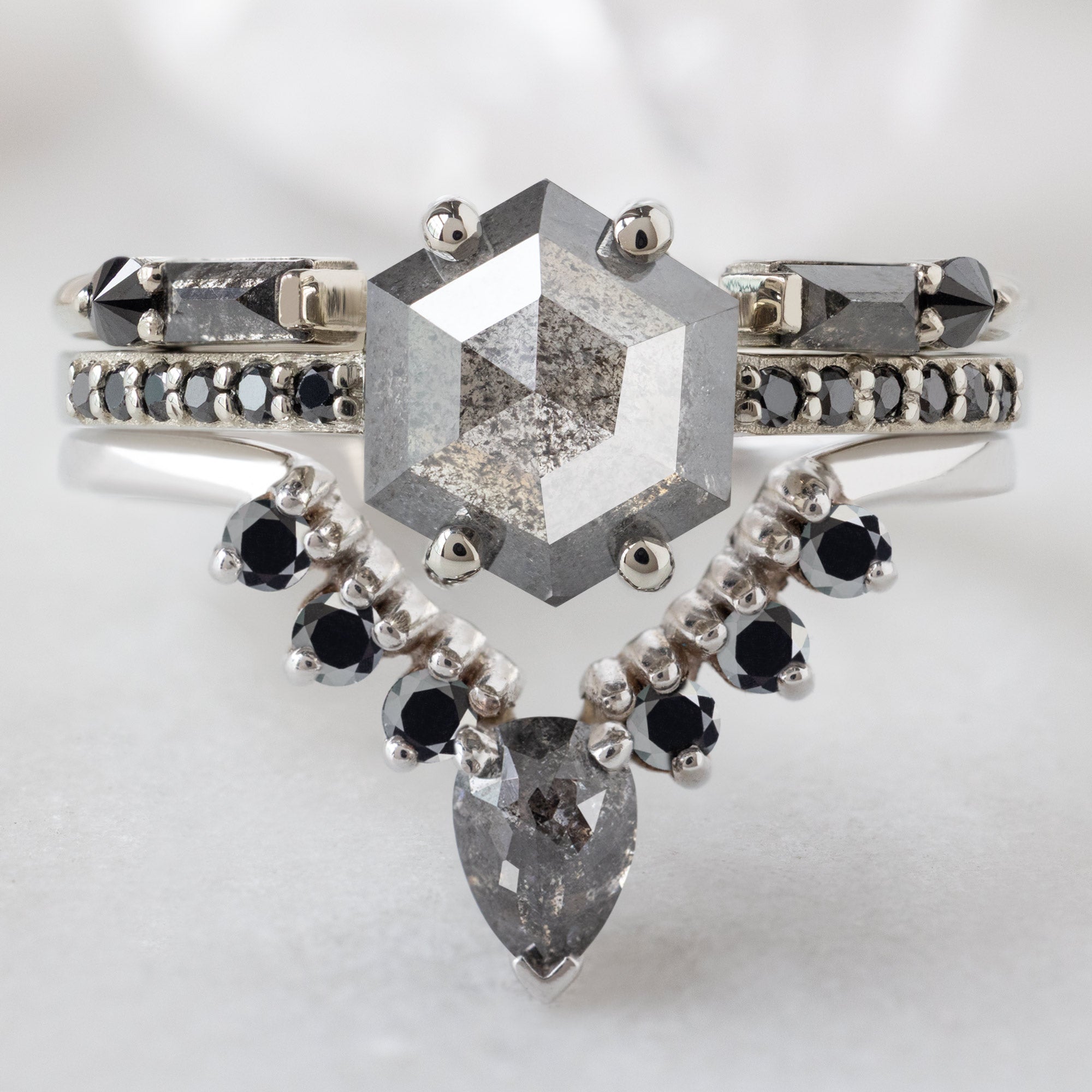 Alexis Russell  Engagement Rings The Willow Ring | Build Your Own Hexagon Salt and Pepper Diamond Engagement Ring