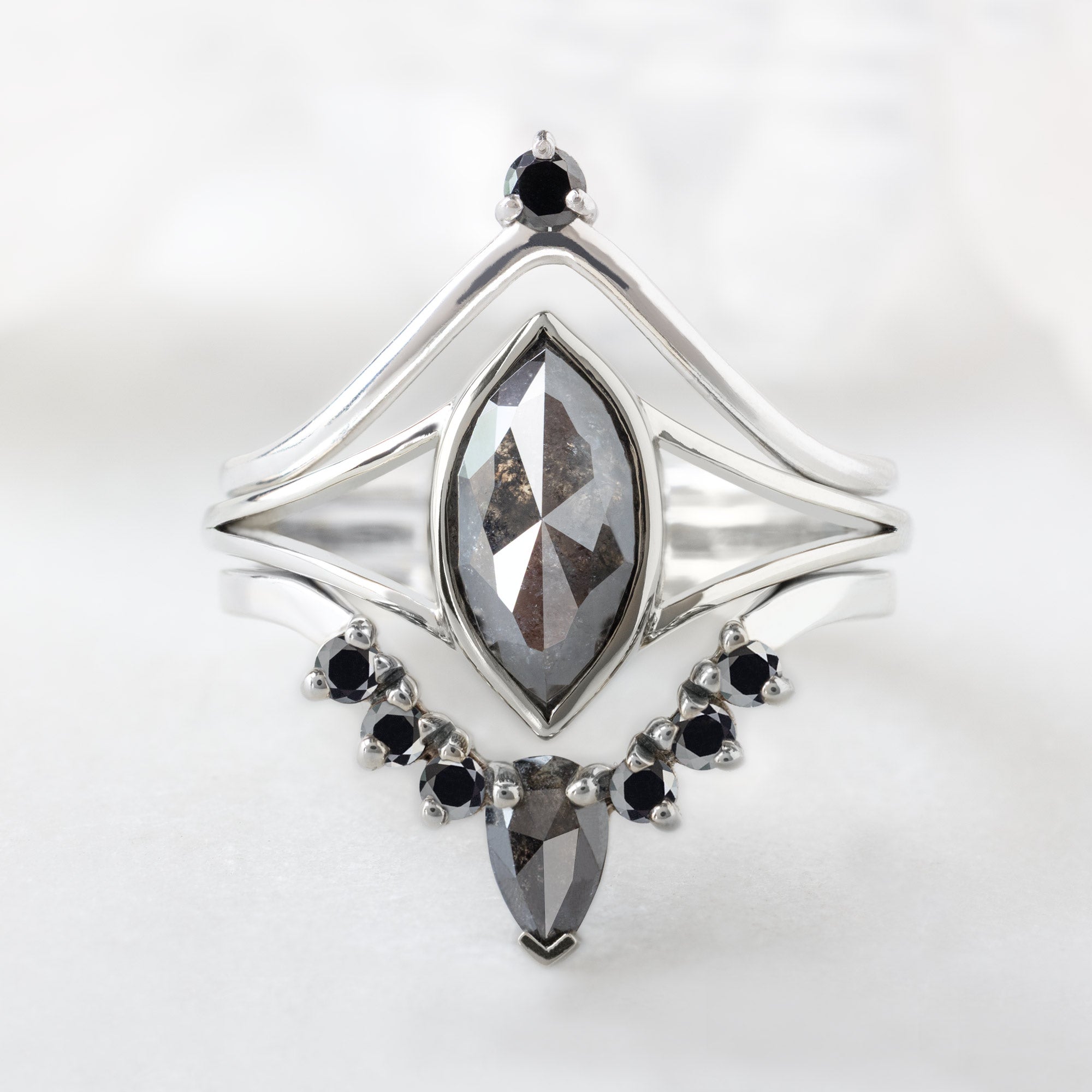 Alexis Russell  Engagement Rings The Magnolia Ring | 1.47ct Marquise Black Diamond in 14K White Gold