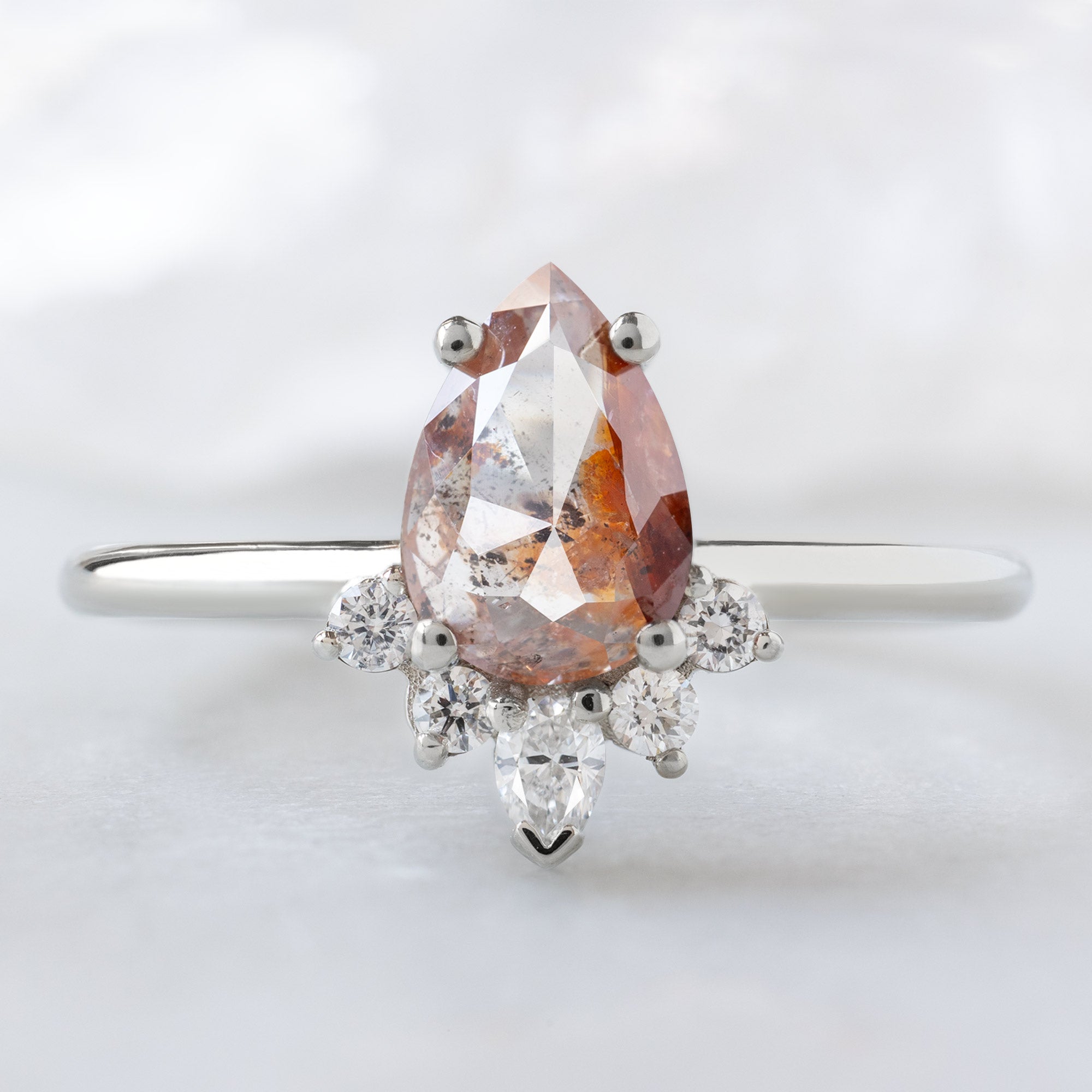 Alexis Russell  Engagement Rings The Aster Ring | 1.03ct Pear Red Diamond in 14K White Gold