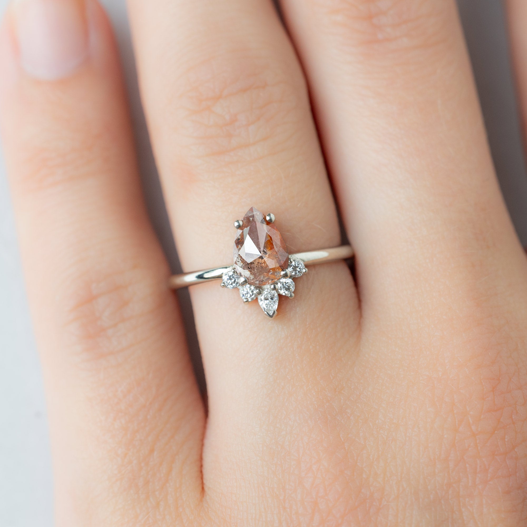 Alexis Russell  Engagement Rings The Aster Ring | 1.03ct Pear Red Diamond in 14K White Gold