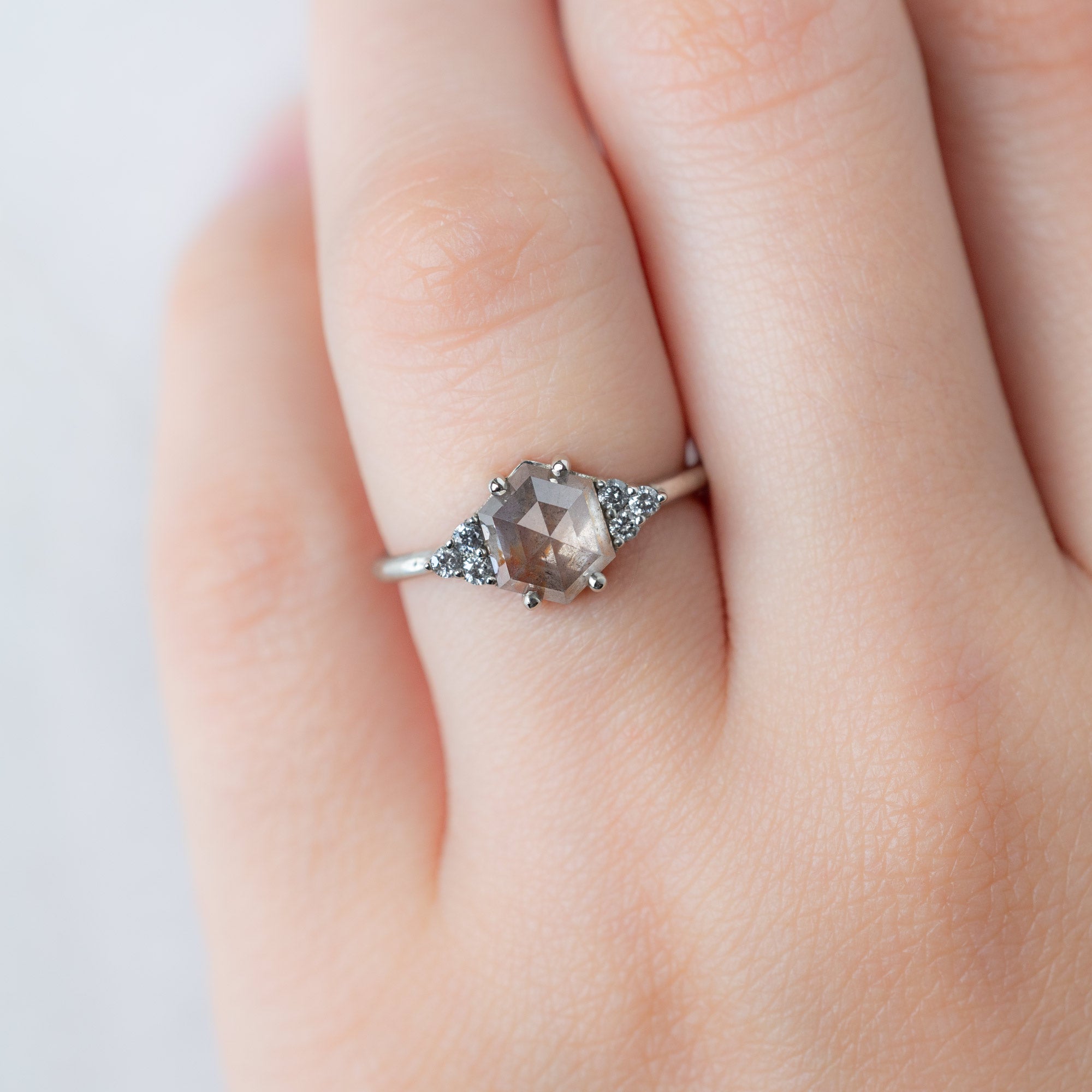 Alexis Russell  Engagement Rings The Ivy Ring | with a 1.8ct Hexagon Red Diamond in 14K White Gold