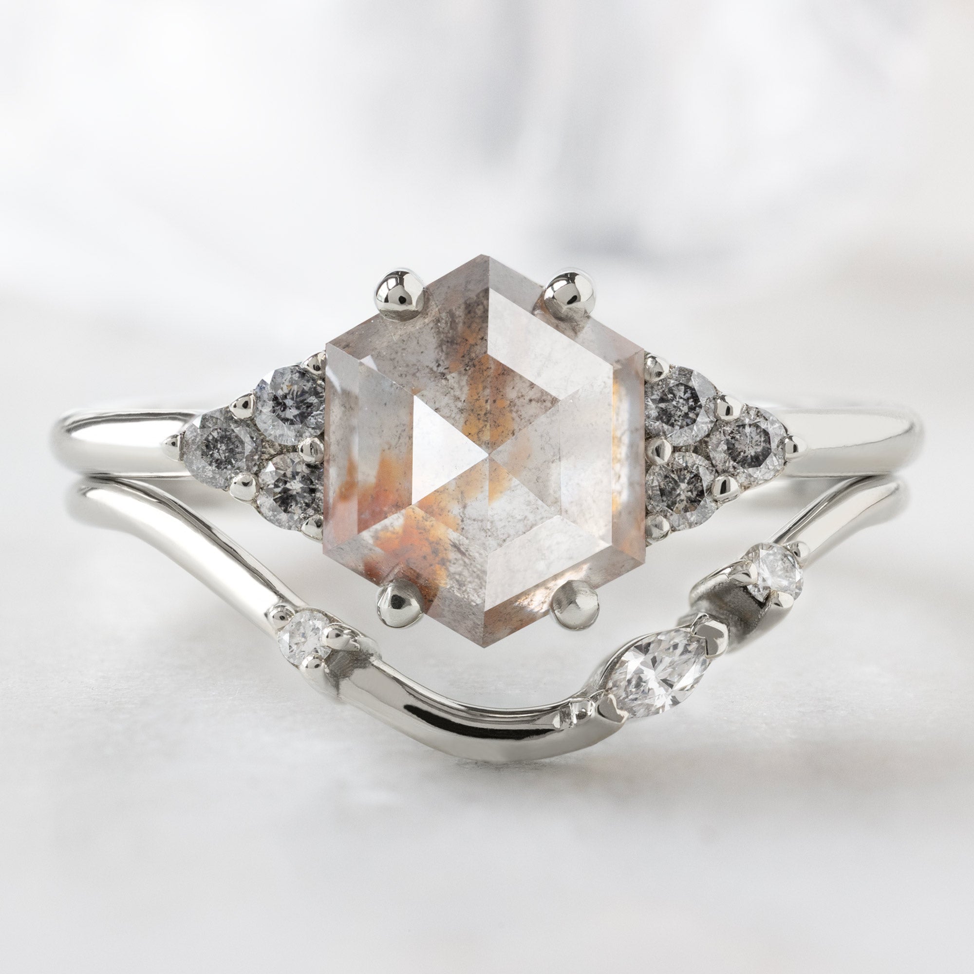 Alexis Russell  Engagement Rings The Ivy Ring | with a 1.8ct Hexagon Red Diamond in 14K White Gold