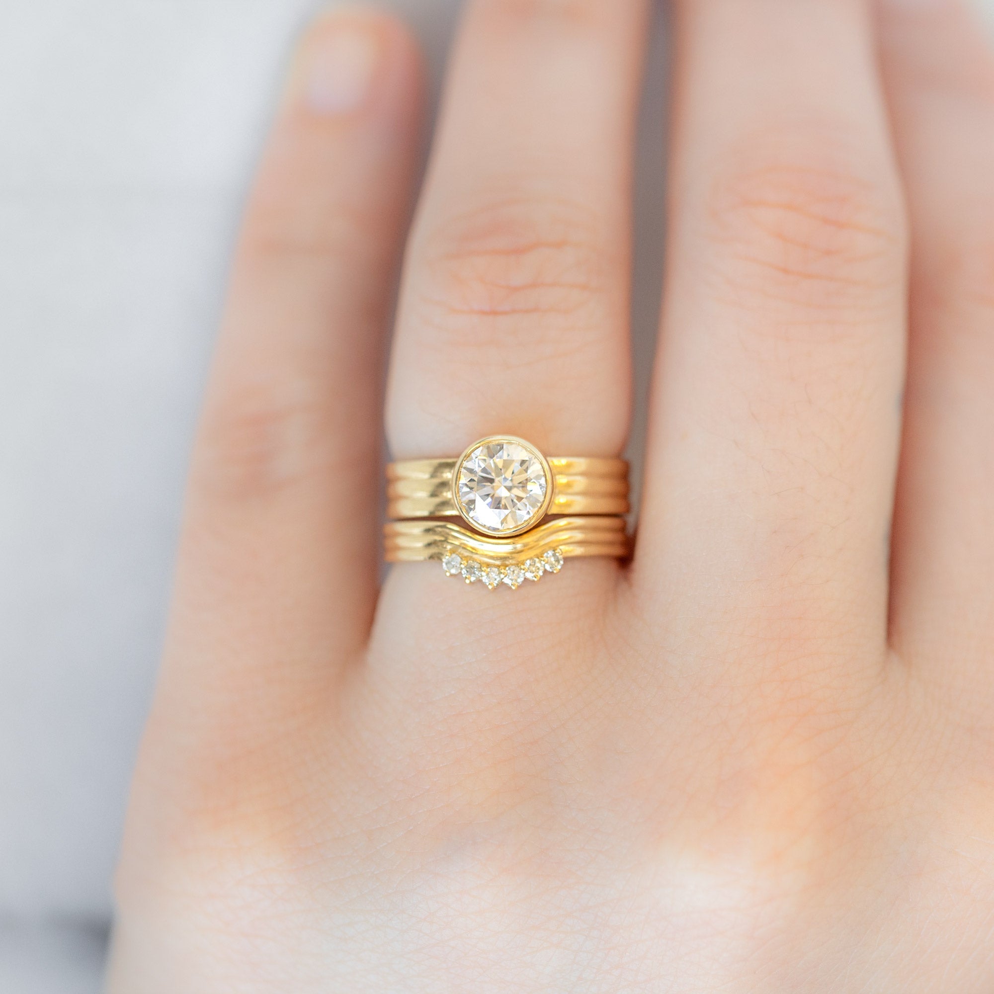 Alexis Russell Engagement Rings The Stratum Ring | 1.35ct Lab Grown Round White Diamond in 18K Yellow Gold