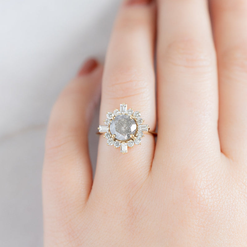 The Compass Luxe | 2.03ct Round Salt and Pepper Diamond in 18K Yellow Gold