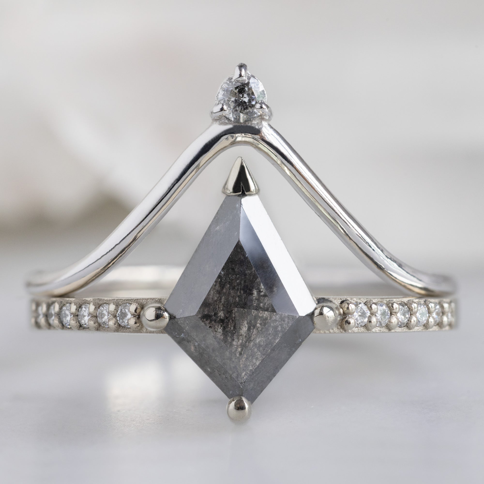 Alexis Russell Engagement Rings The Willow Ring | 1.19ct Kite Salt and Pepper Diamond in 18K White Gold