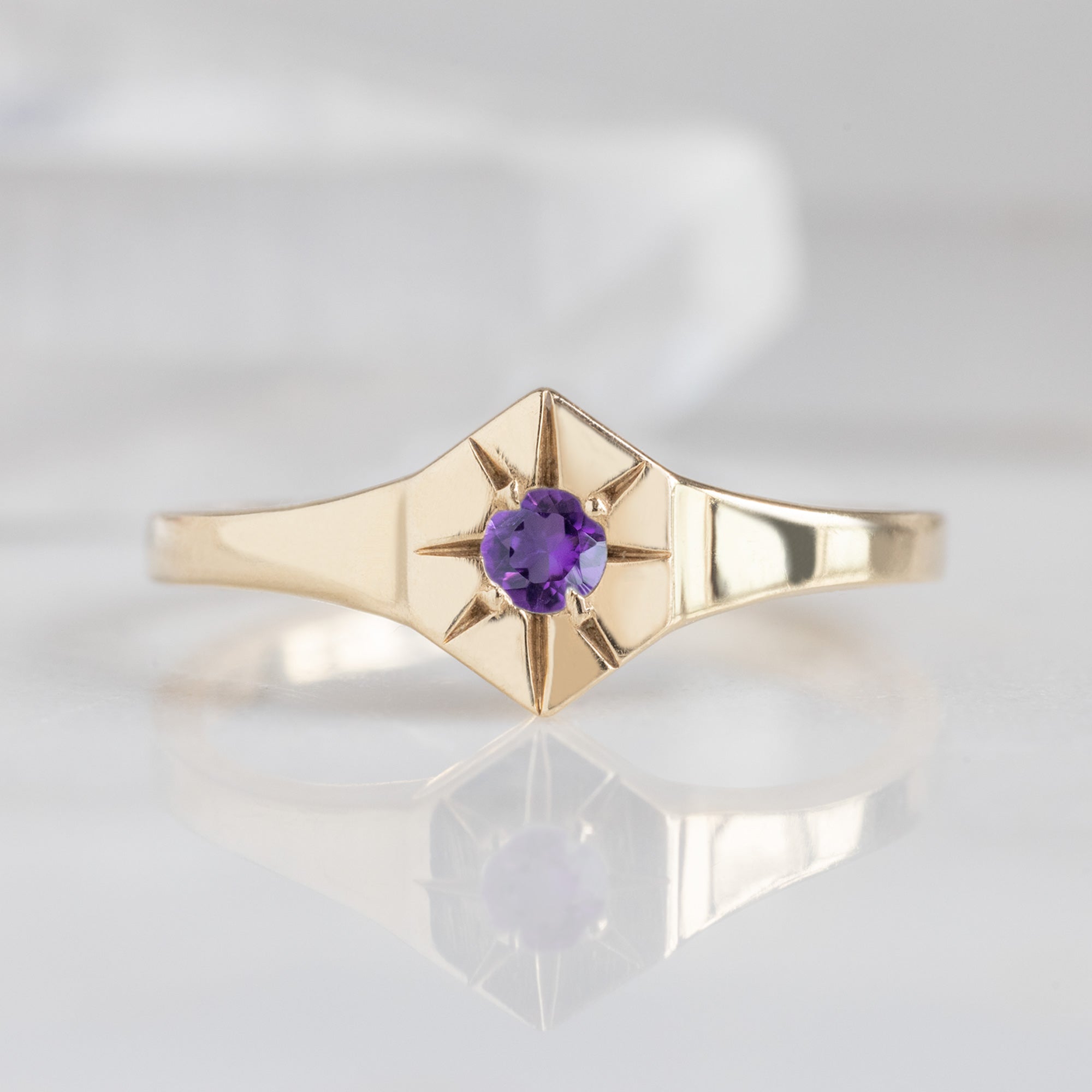 Alexis Russell Rings Amethyst Birthstone Signet Ring | Yellow, Rose or White Gold
