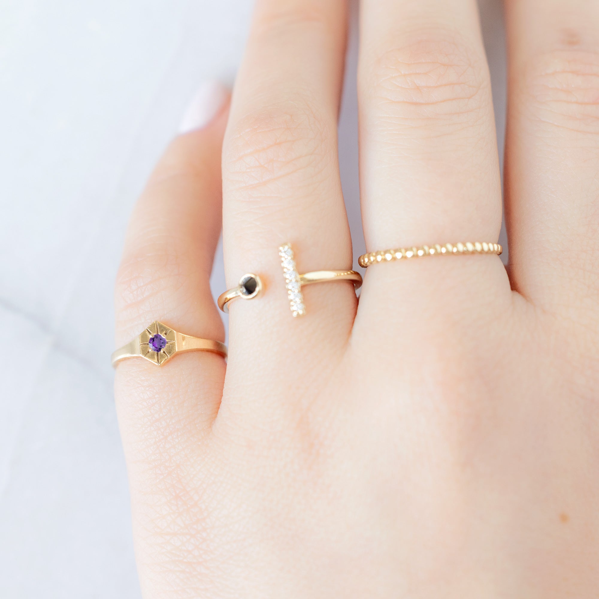 Alexis Russell Rings Amethyst Birthstone Signet Ring | Yellow, Rose or White Gold