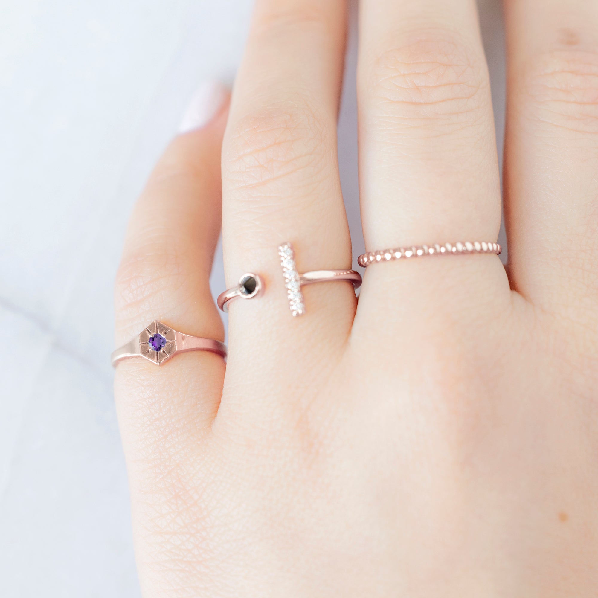 Alexis Russell Rings Amethyst Birthstone Signet Ring | Yellow, Rose or White Gold