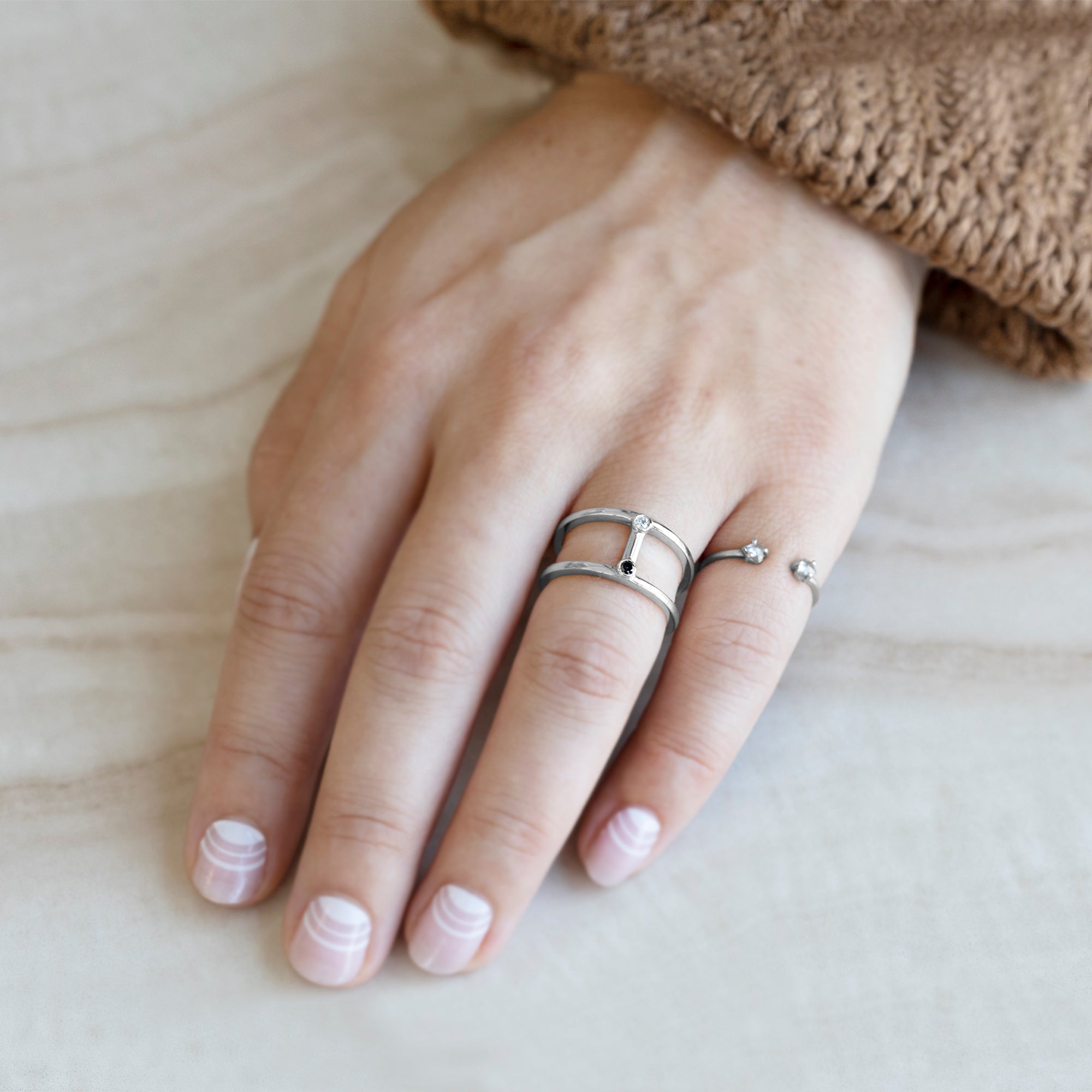 Alexis Russell Rings The Duality Diamond Cage Ring | White Gold
