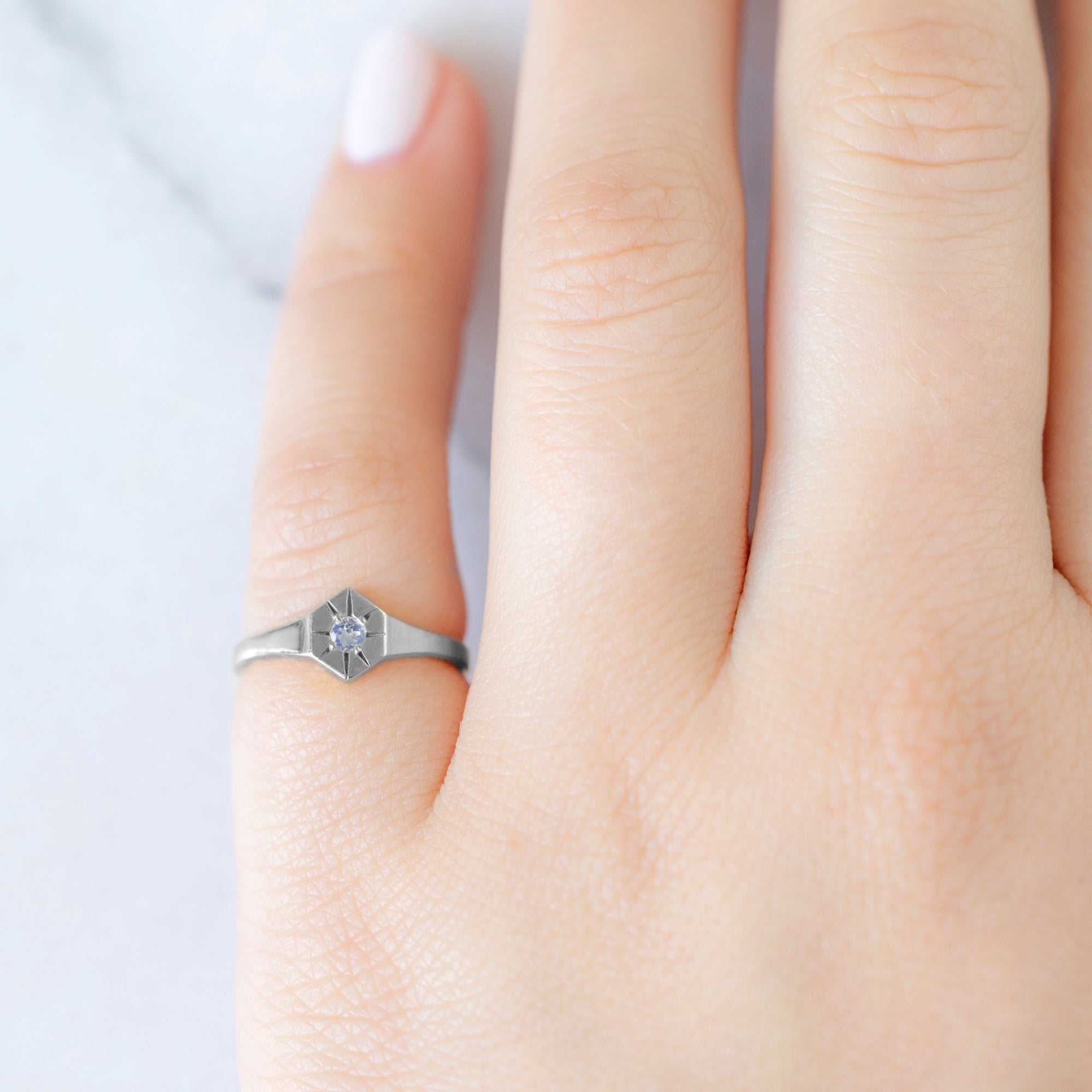 Alexis Russell Rings Moonstone Birthstone Signet Ring | Yellow, Rose or White Gold