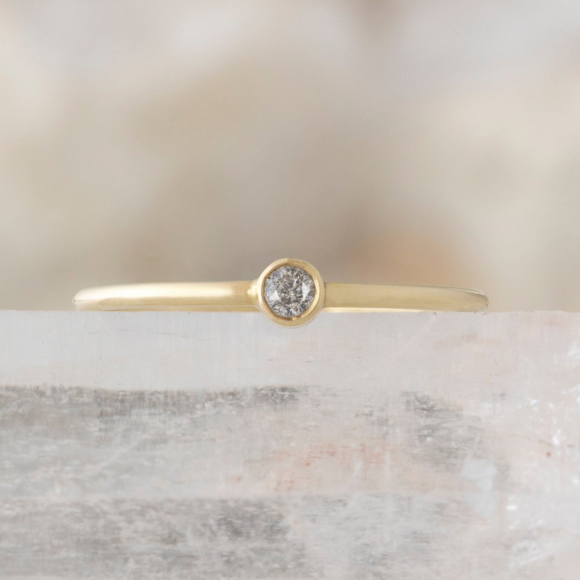Alexis Russell Rings The Teensy Salt and Pepper Diamond Stacking Ring | Yellow, Rose or White Gold