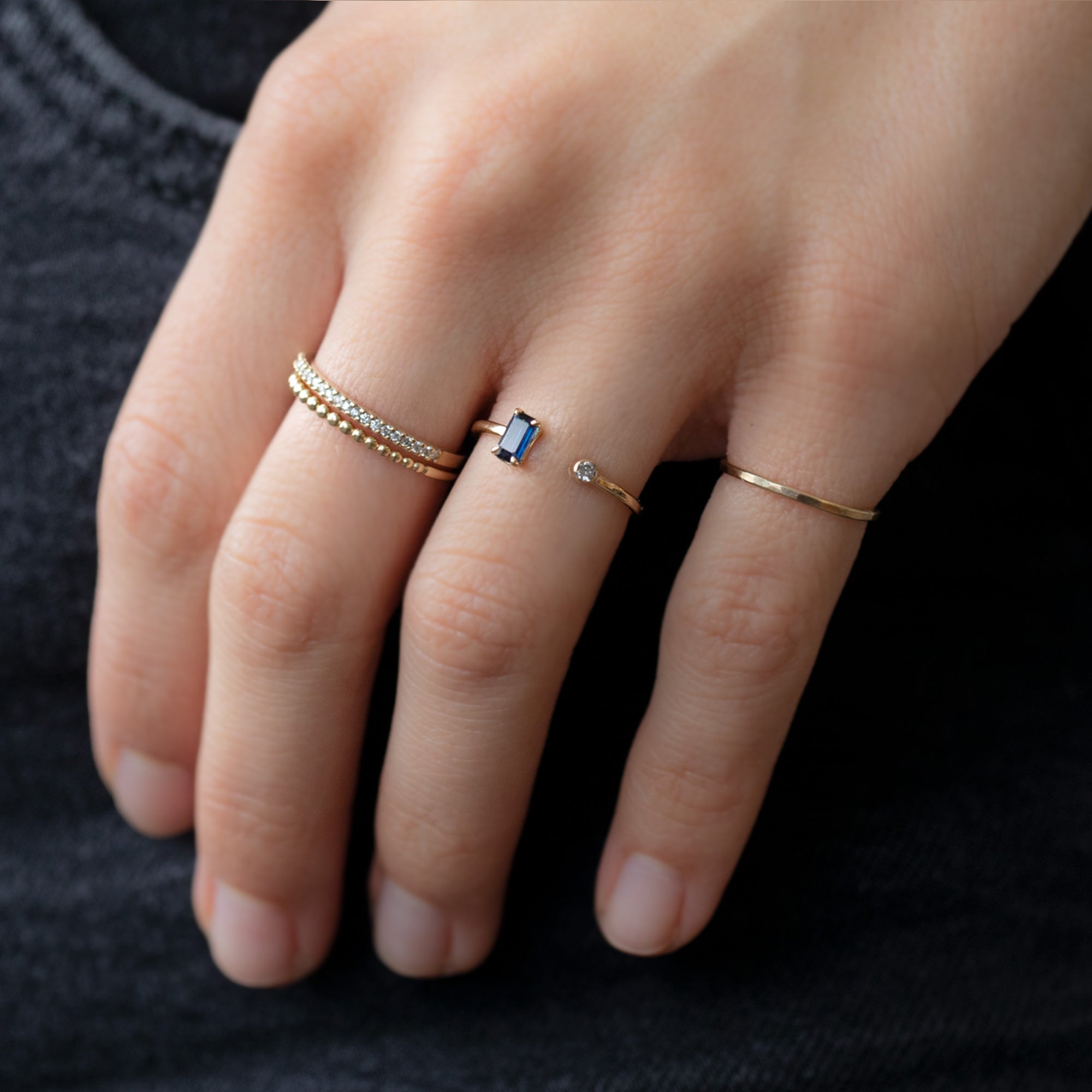 Alexis Russell Rings The Open Cuff Sapphire + Diamond Ring | Yellow, Rose or White Gold