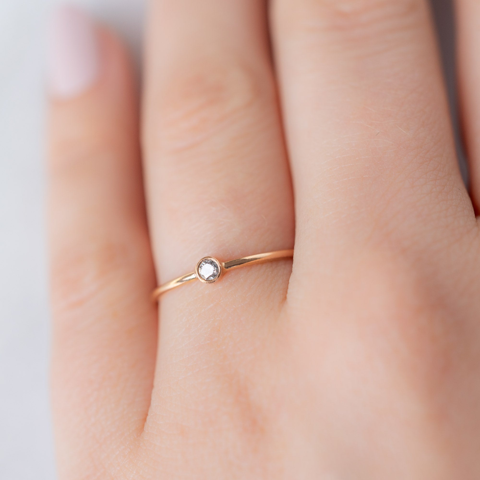 Alexis Russell Rings The Teensy Salt and Pepper Diamond Stacking Ring | Yellow, Rose or White Gold