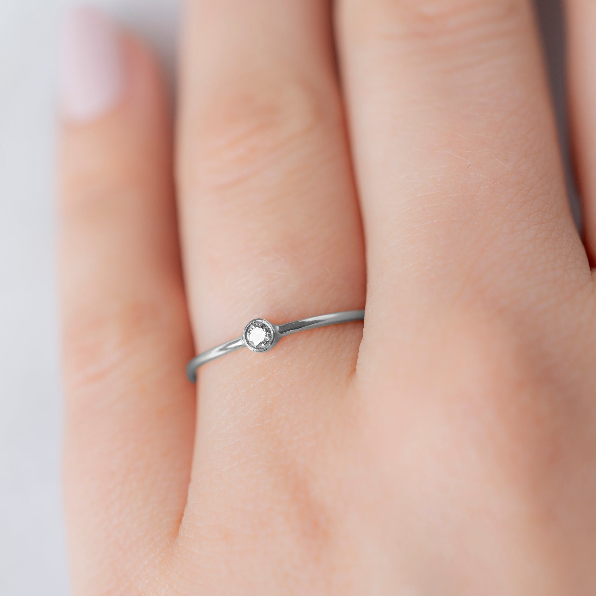 Alexis Russell Rings The Teensy Salt and Pepper Diamond Stacking Ring | Yellow, Rose or White Gold