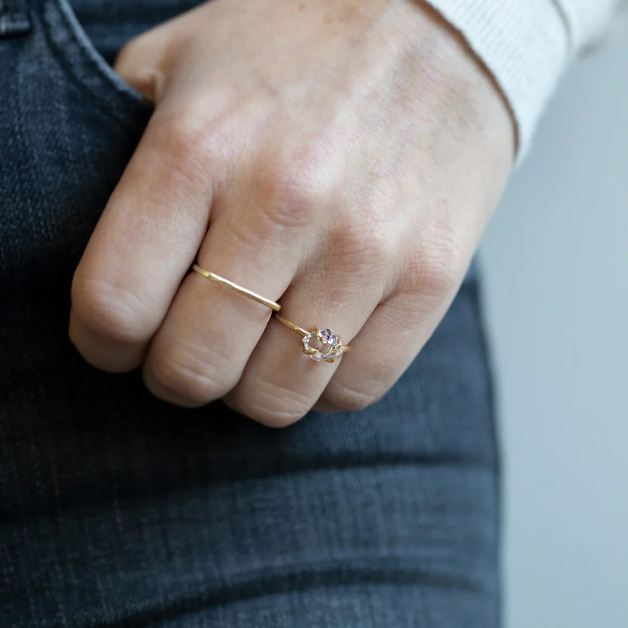Alexis Russell Rings The Herkimer Diamond Ring | Yellow, Rose or Sterling Silver