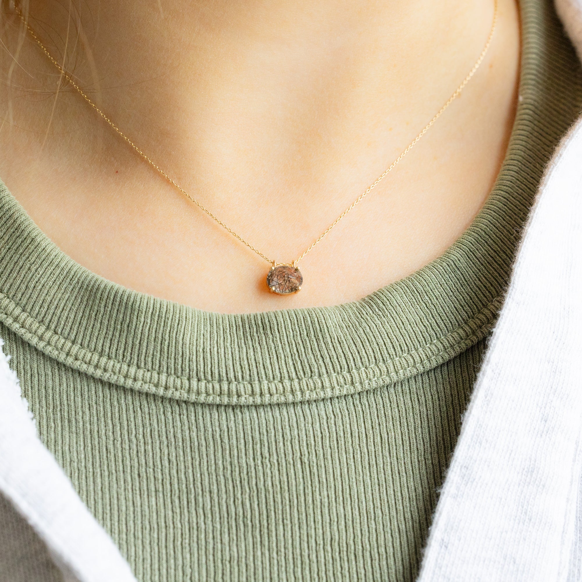 Alexis Russell Necklaces The Tourmaline in Quartz Necklace | Yellow Gold