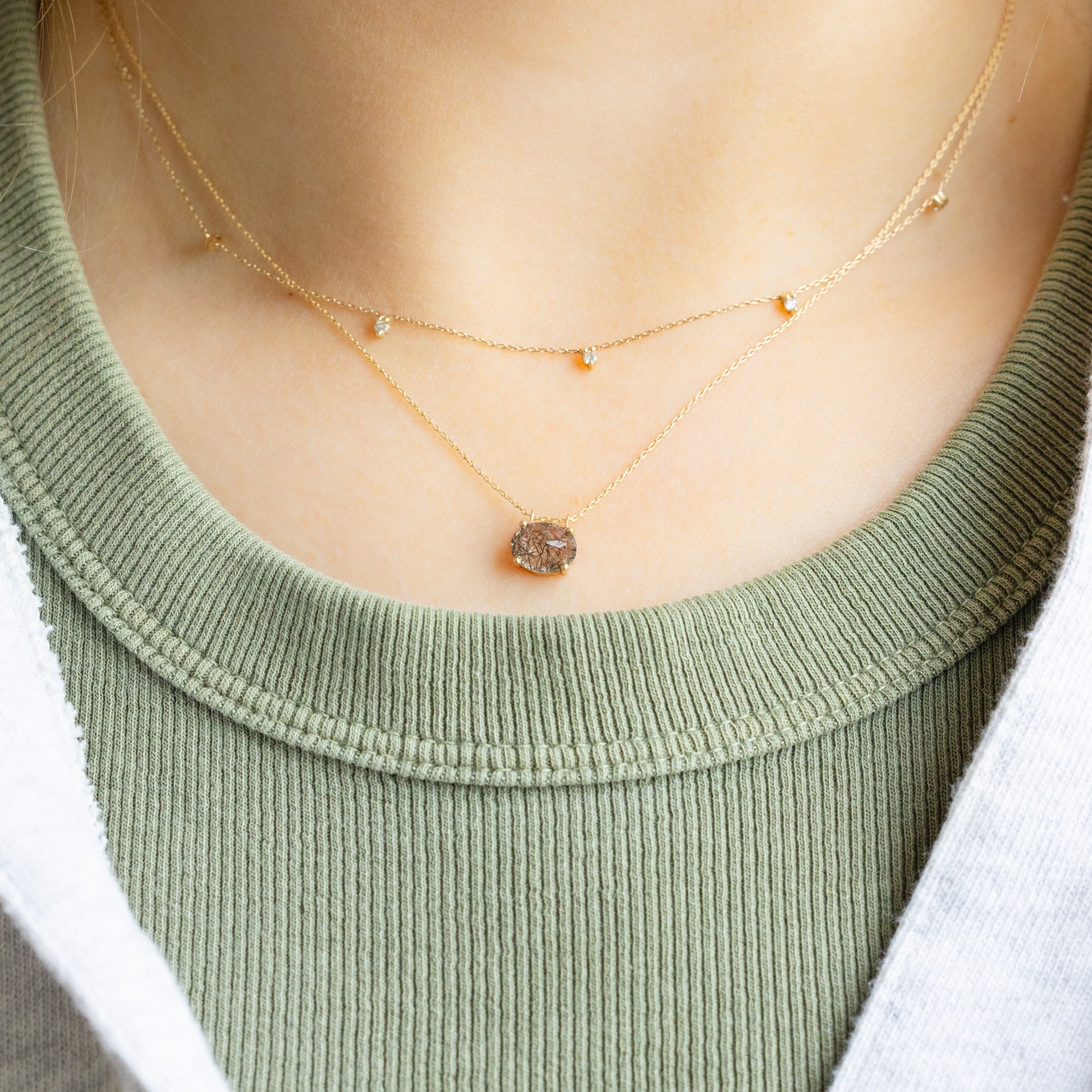 Alexis Russell Necklaces The Tourmaline in Quartz Necklace | Yellow Gold