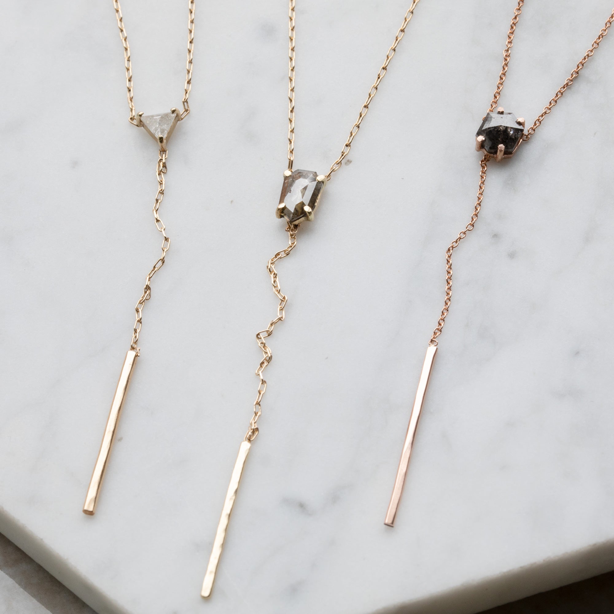 One of a Kind Diamond Lariat Necklace | 10K Gold