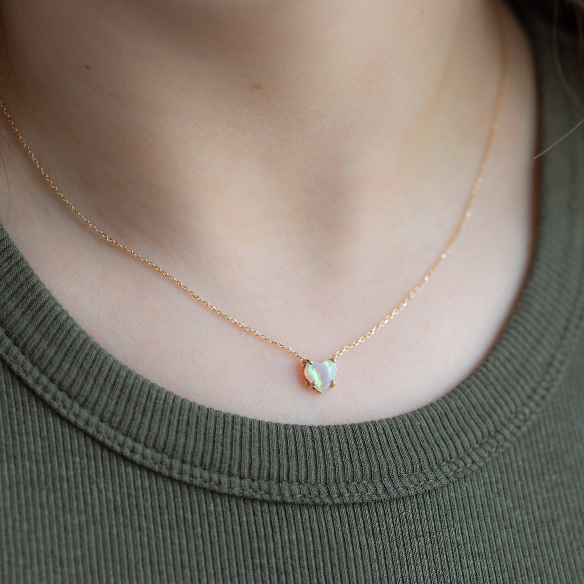 Alexis Russell Necklaces The Sweetheart Opal Necklace | Yellow Gold