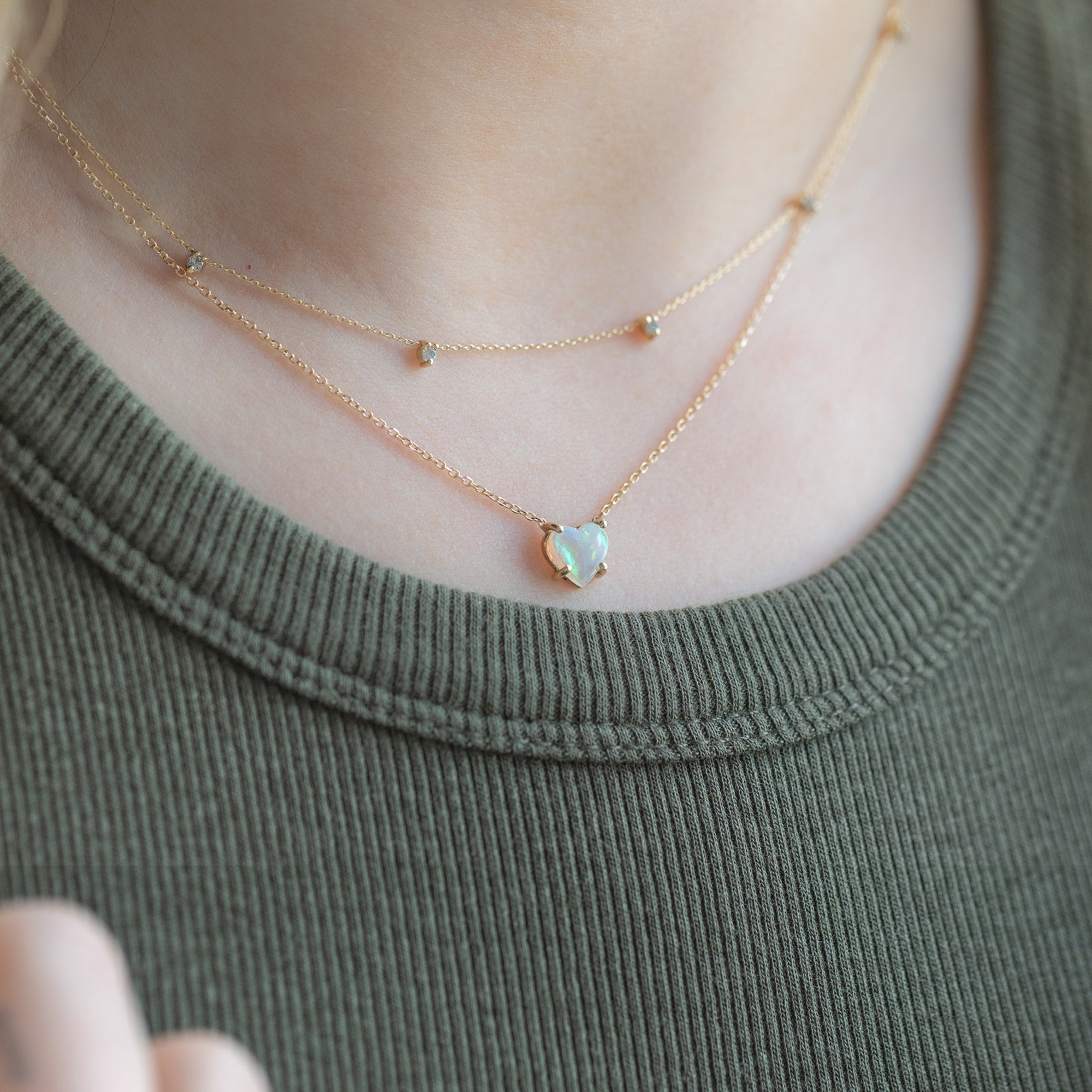 Alexis Russell Necklaces The Sweetheart Opal Necklace | Yellow Gold