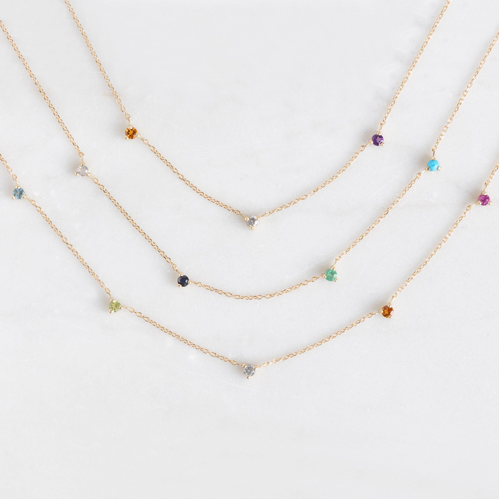 Alexis Russell Necklaces The Custom Multi-Birthstone Necklace | 4 Stones