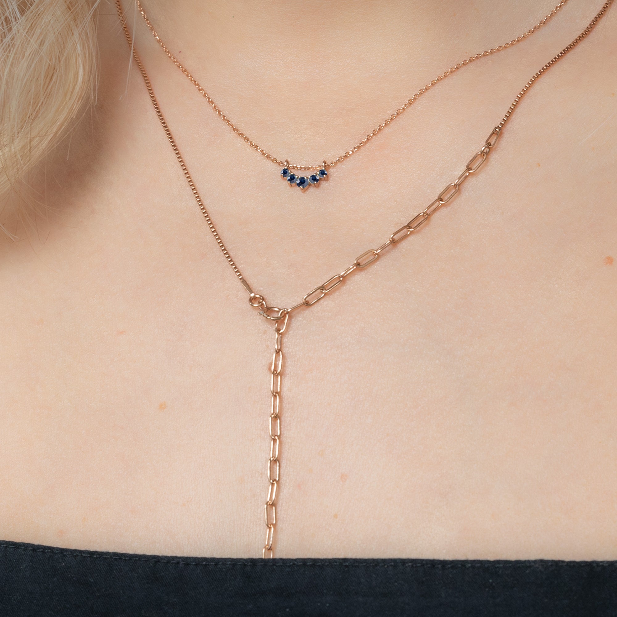Alexis Russell Necklaces Blue Sapphire Gemstone Sunburst Necklace | Yellow, Rose or White Gold